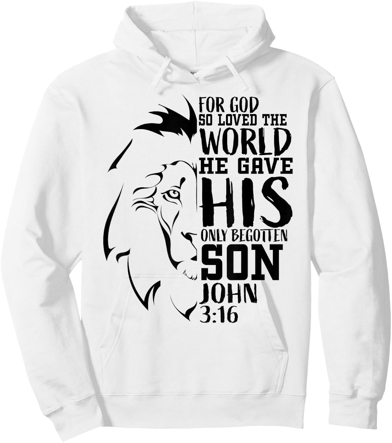 Christian Shirts Men Lion Bible Verse Shirt Gifts John 3:16 Hoodie - Hoodie | White