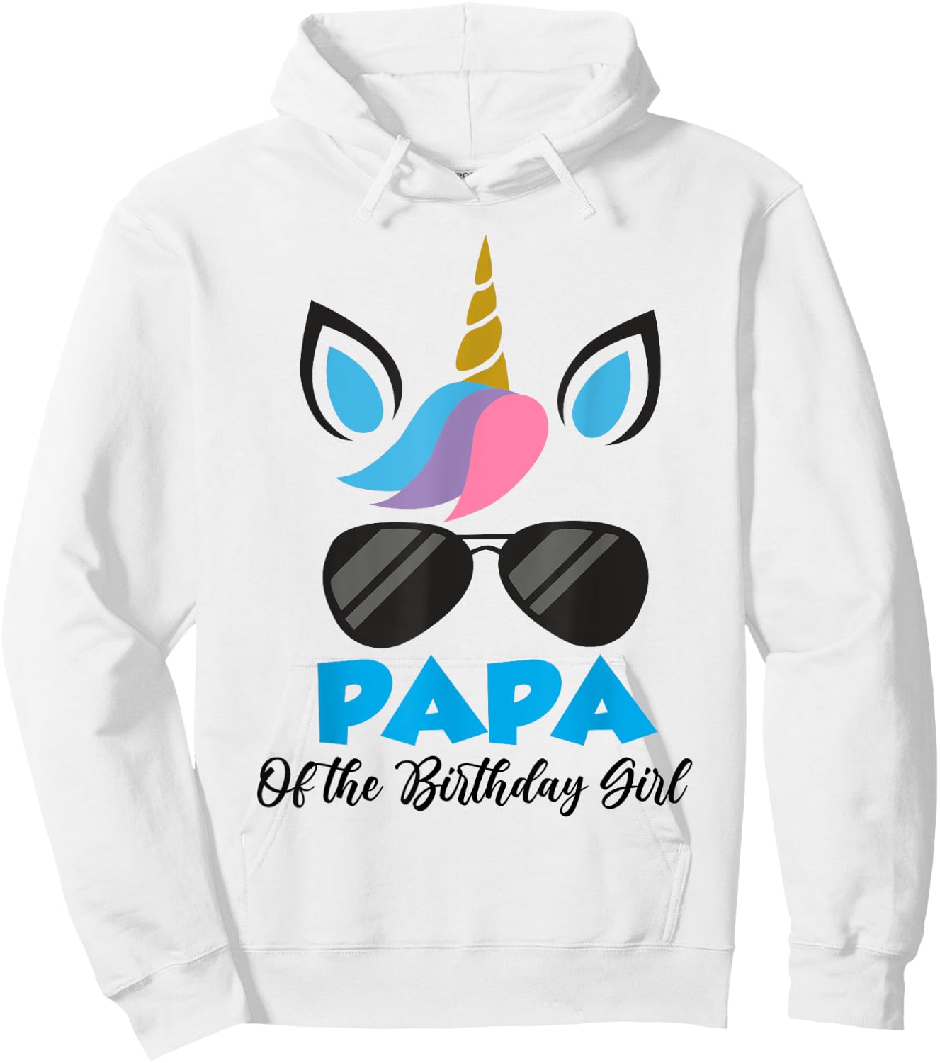 Unicorn Papa of the Birthday Girl Shirt Matching Party Hoodie - Hoodie | White