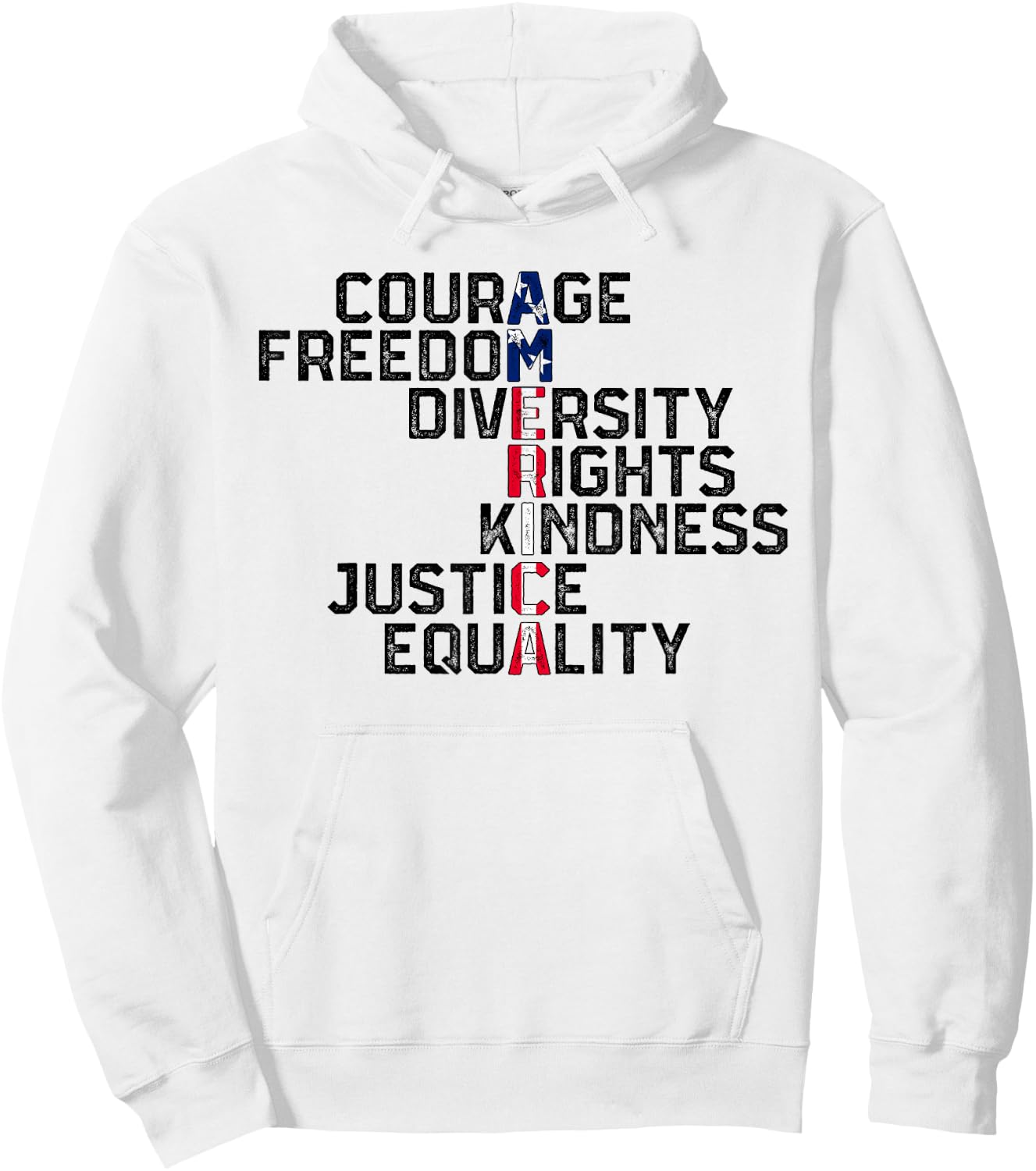 Courage Freedom Diversity Rights Kindness Justice Equality Hoodie - Hoodie | White