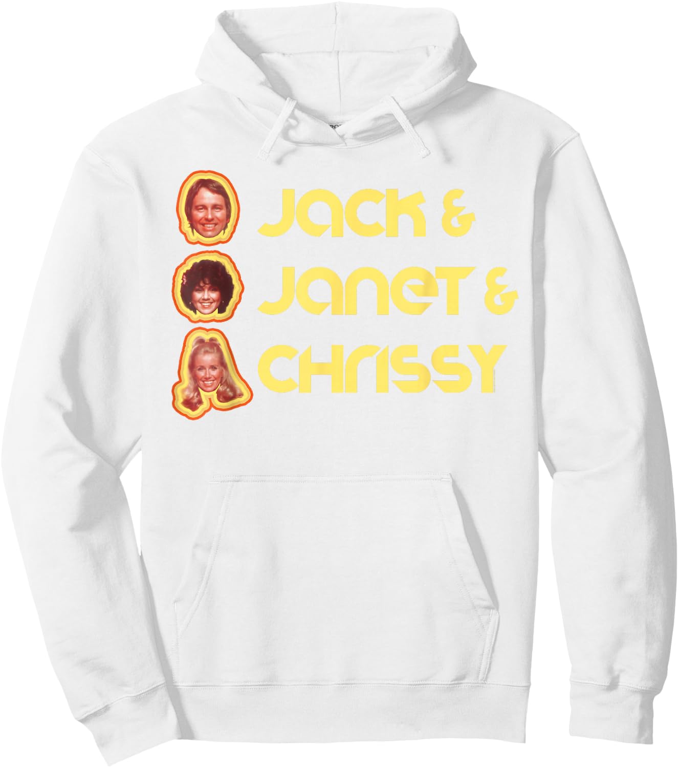 Jack & Janet & Chrissy Three's Company Roommate Faces Retro Hoodie - Hoodie | White