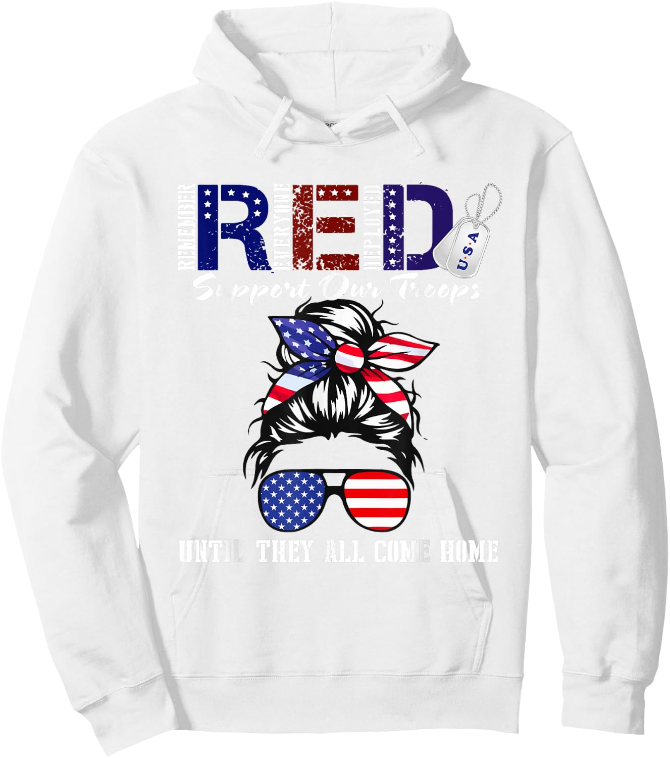 On Friday We Wear Red Military Support Troops Red US Flag Hoodie - Hoodie | White