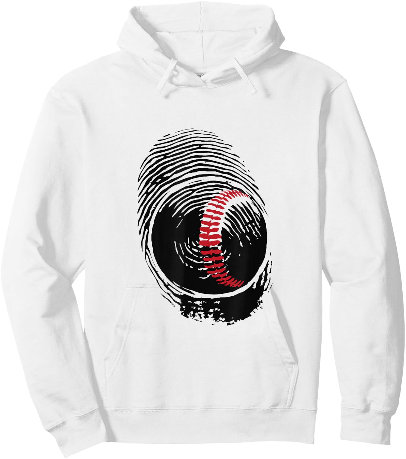 Baseball Fingerprint Cool Baseball Fan and Player Graphic Hoodie - Hoodie | White