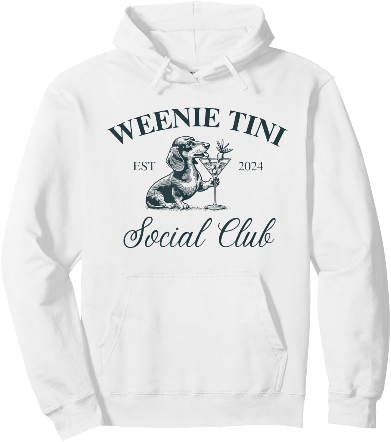 Dachshund Weenie Tini Social Club Hoodie - Hoodie | White