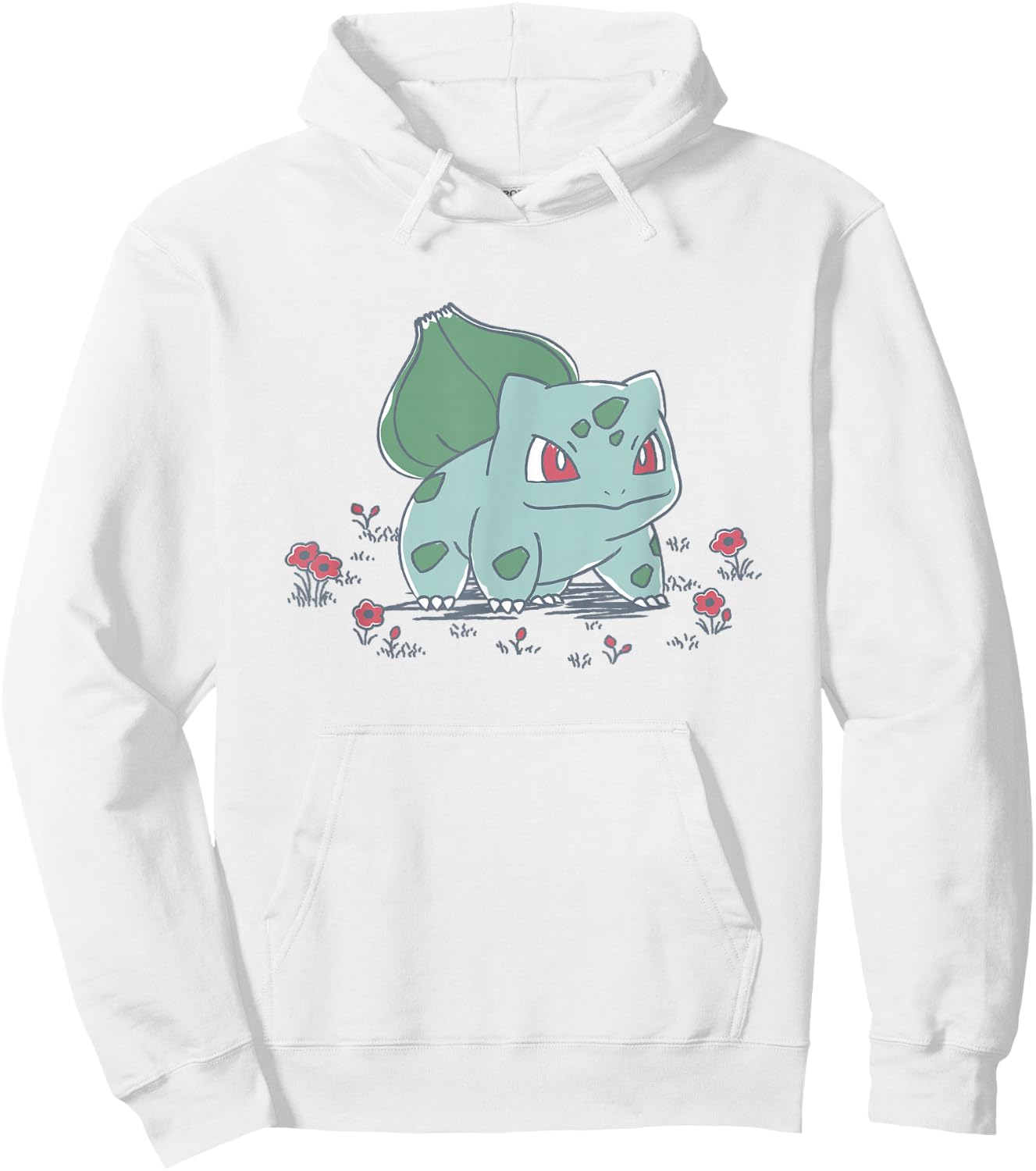 Pokémon Bulbasaur Standing In Flower Garden Retro Sketch Hoodie - Hoodie | White