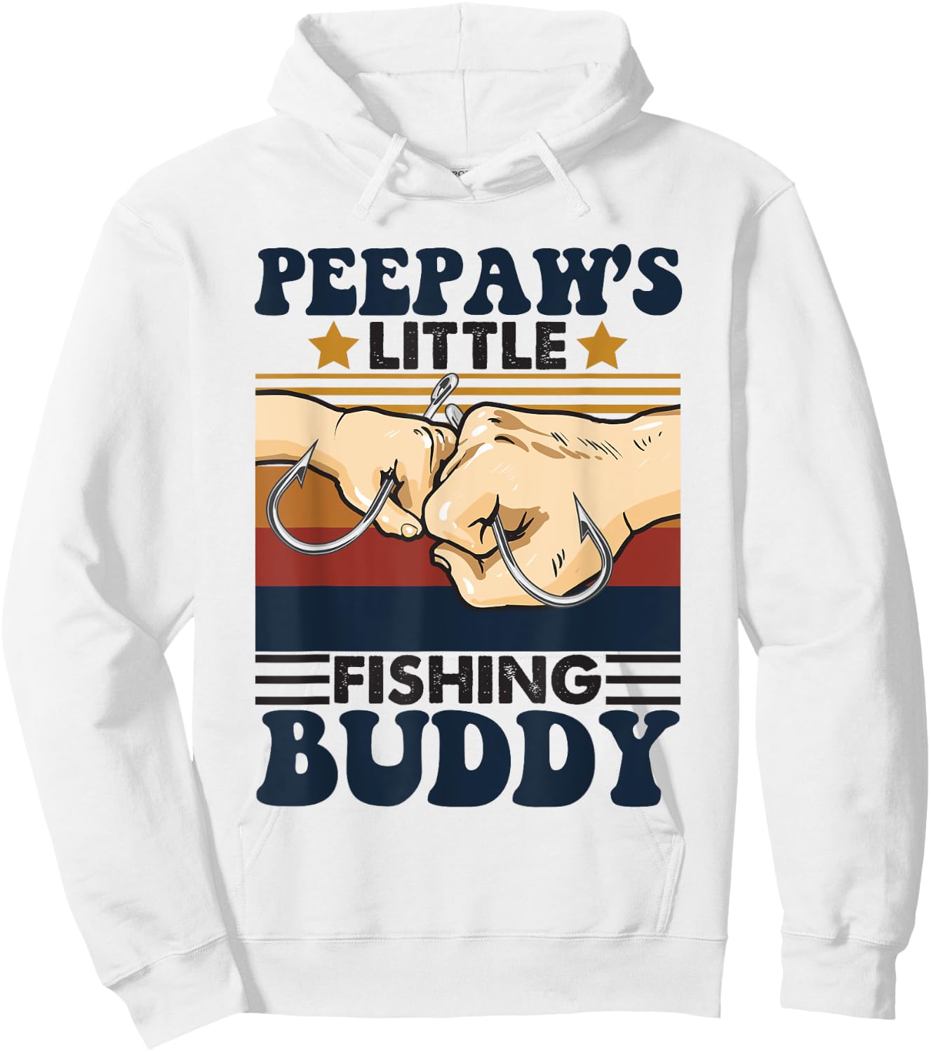 Peepaw's Little Fishing Buddy Funny Fishing Partner Hoodie - Hoodie | White