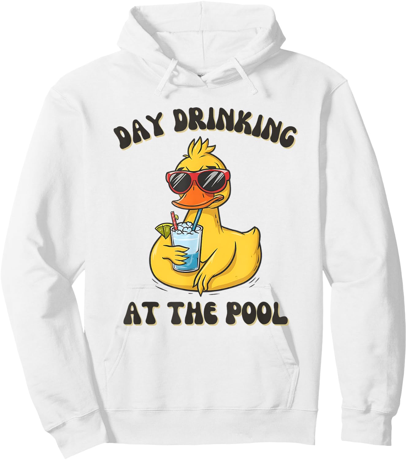 Funny Duck Swimming Pool Vacation Day Drinking At The Pool Hoodie - Hoodie | White