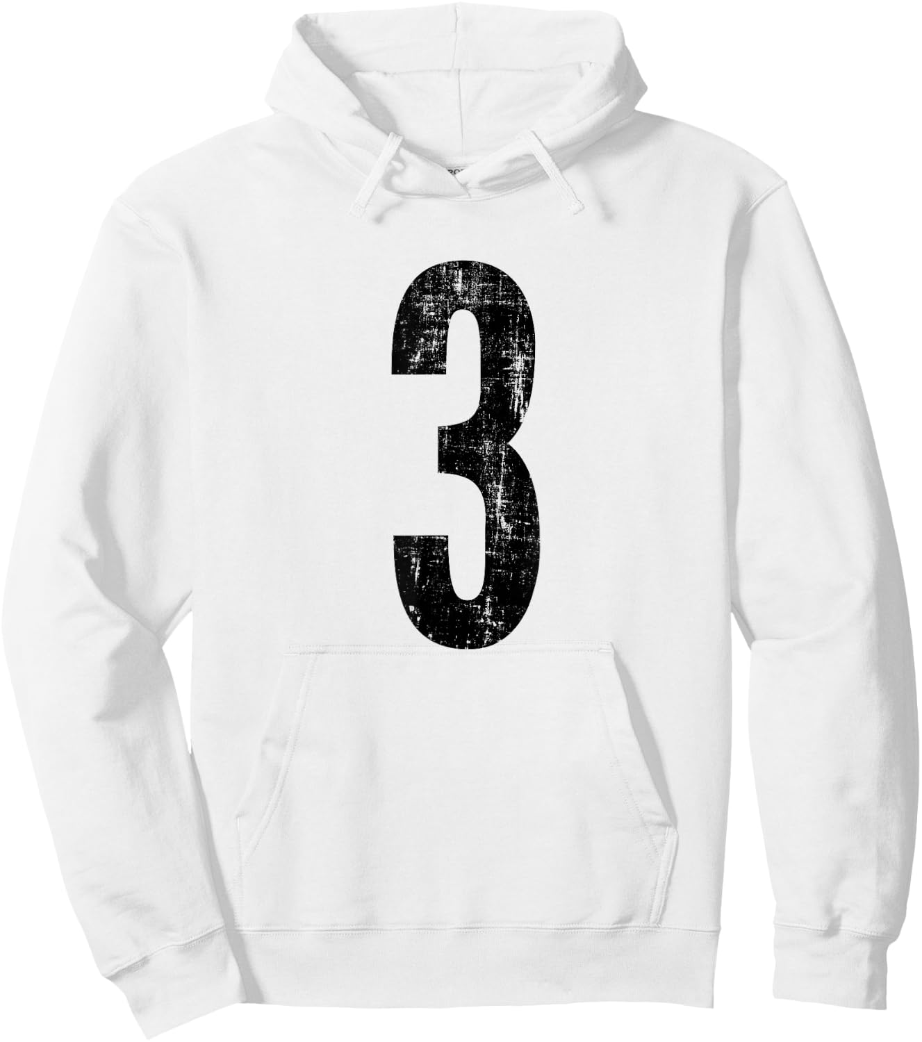 Number 3 Three Distressed Vintage Sports Summer Training Gym Hoodie - Hoodie | White