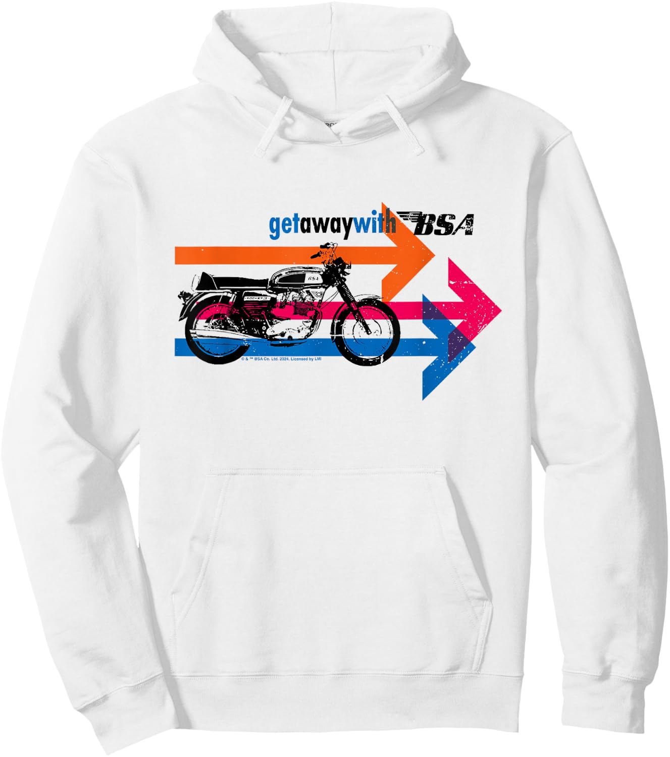 BSA Rocket 3 Motorcycle Retro 70's Arrow Ad Hoodie - Hoodie | White