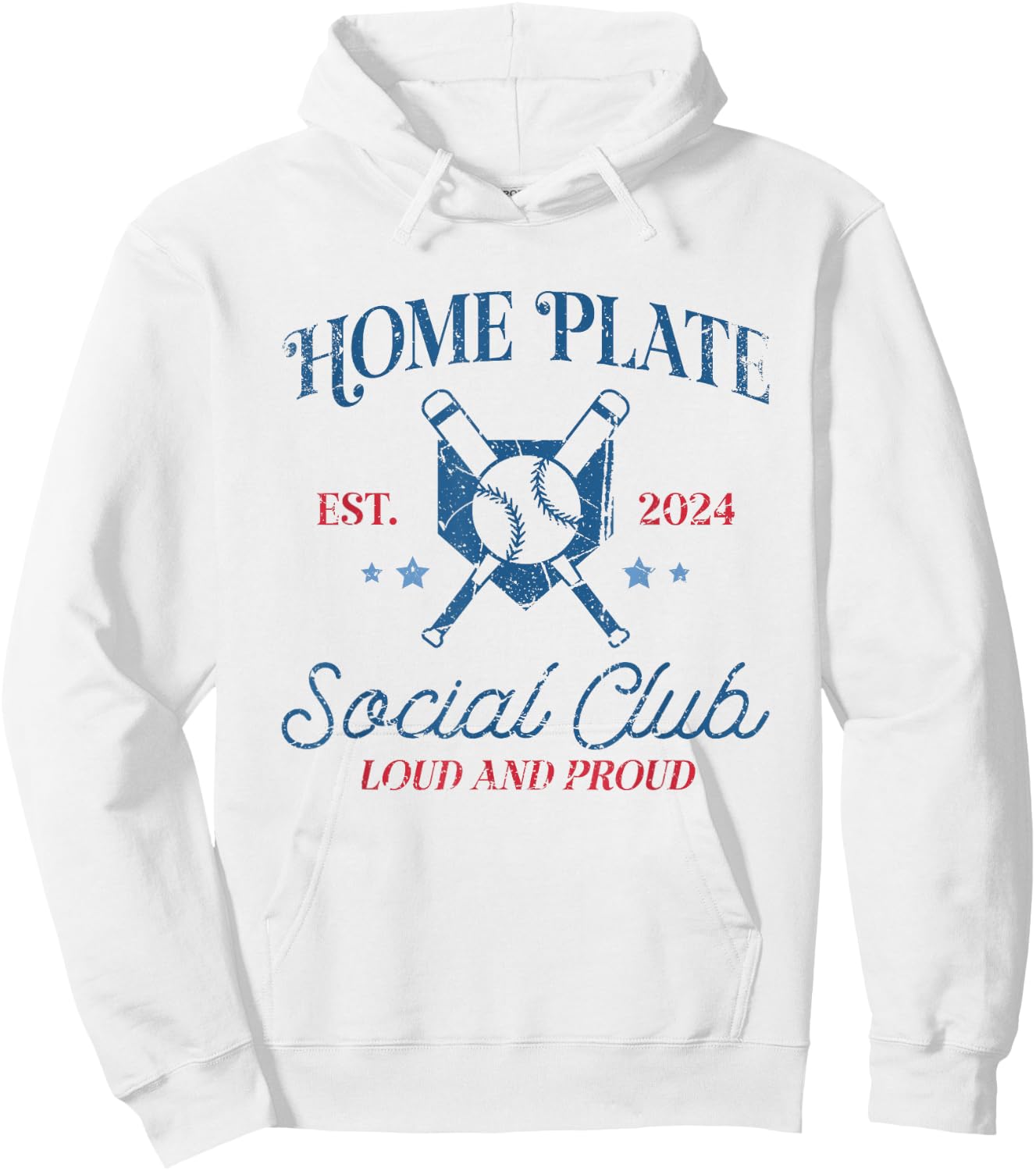 Vintage Baseball Home Plate Social Club Hoodie - Hoodie | White