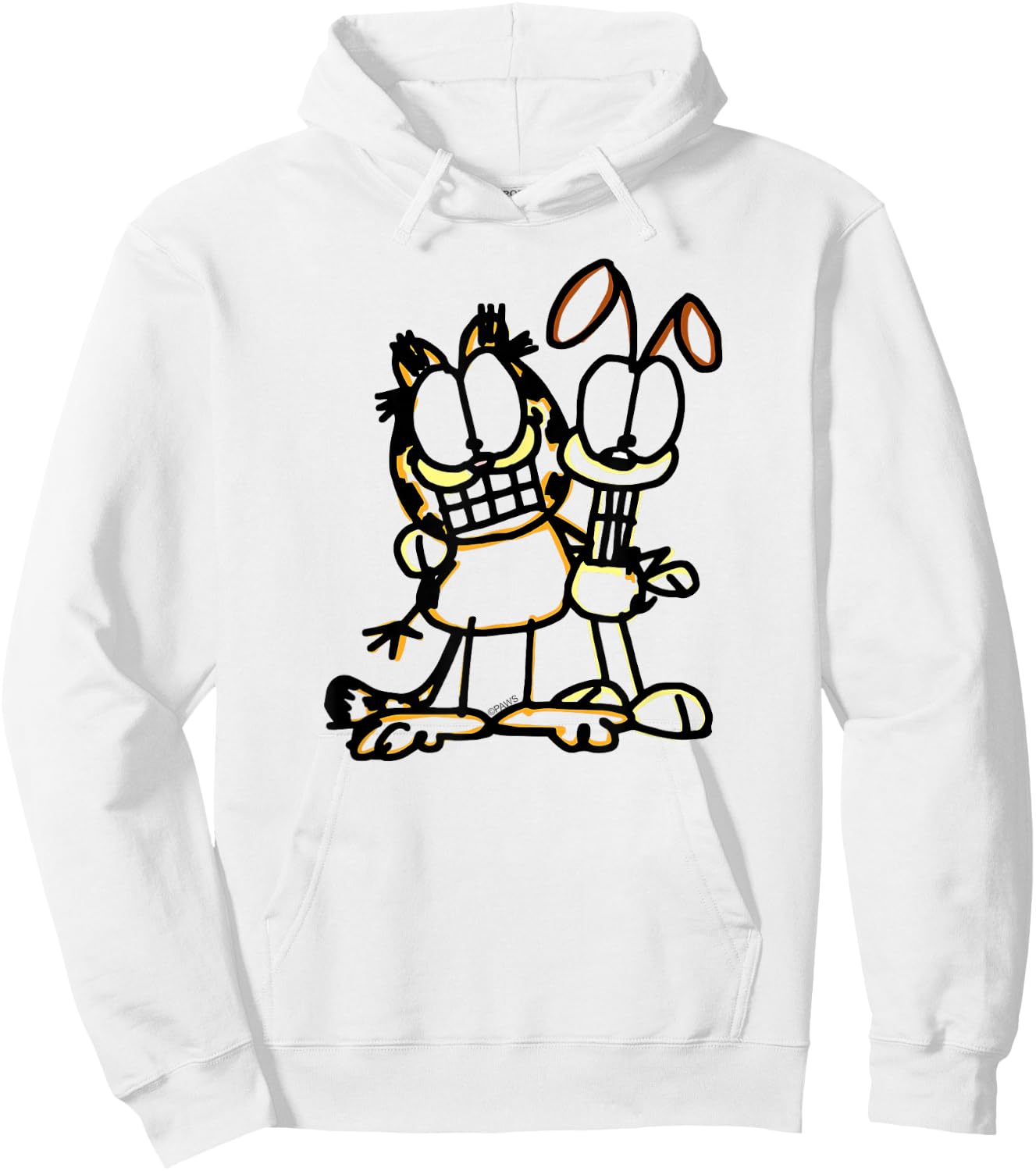 Garfield Sketch Garfiled and Odie Cartoon Cat and Dog Hoodie - Hoodie | White