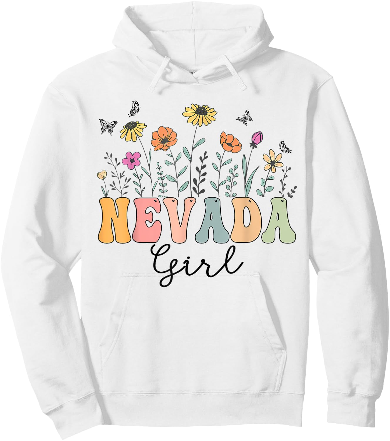 Nevada Girl Wildflower Groovy Nevada Lover Hoodie - Hoodie | White