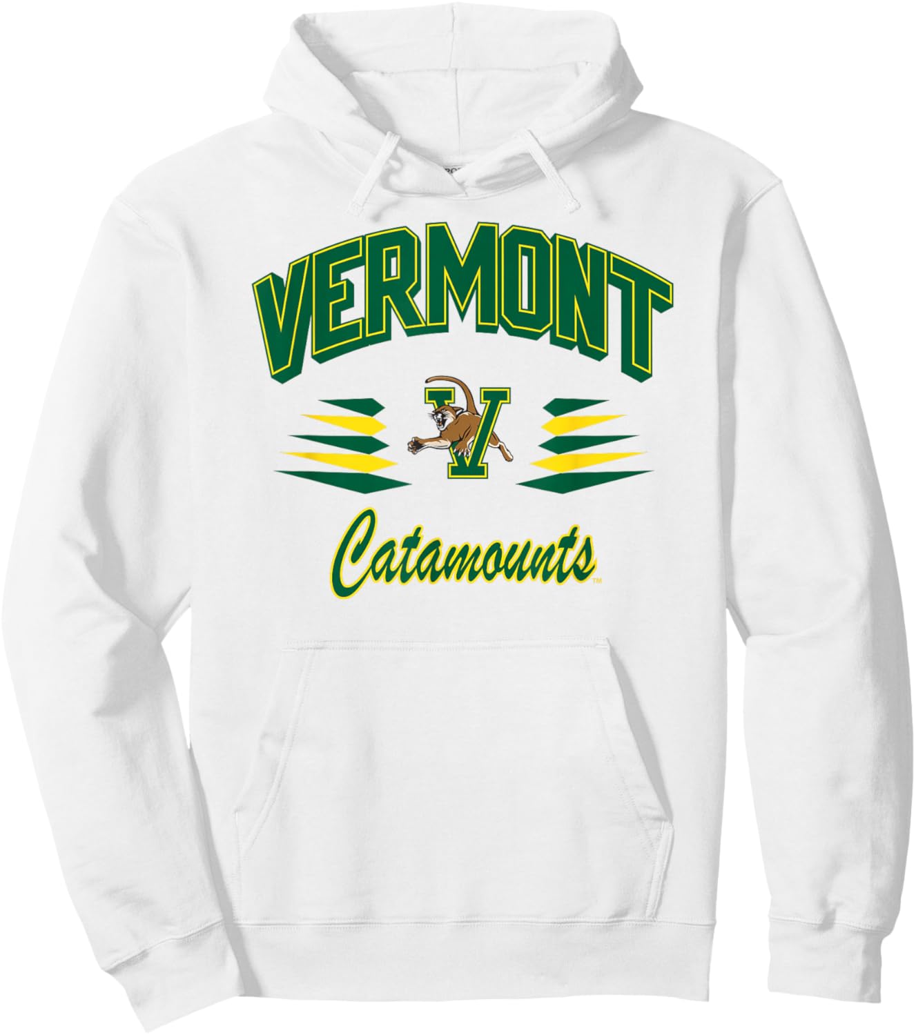 Vermont Catamounts Retro Diamond White Officially Licensed Hoodie - Hoodie | White