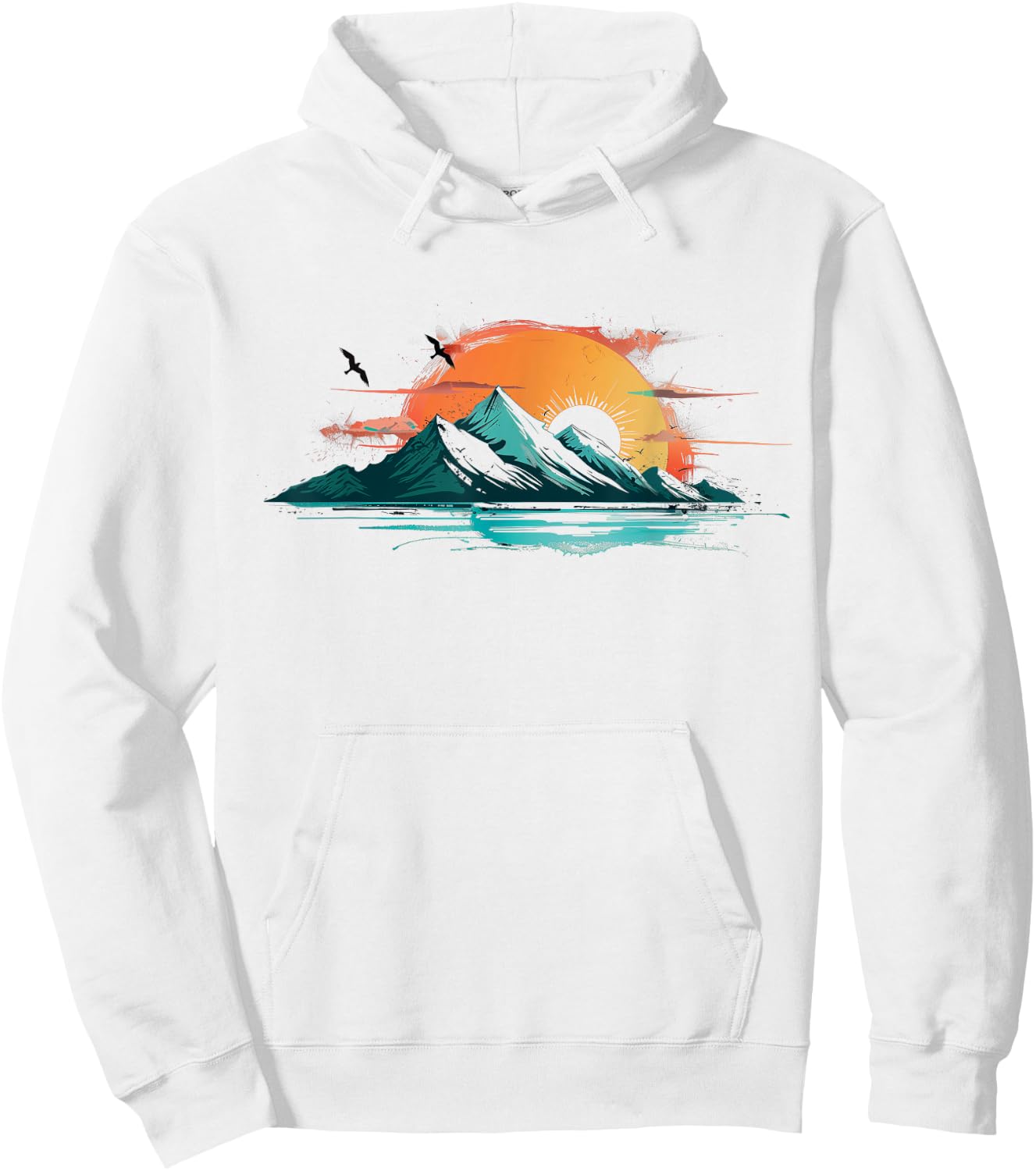 Abstract Mountain Landscape at Sunset Hoodie - Hoodie | White
