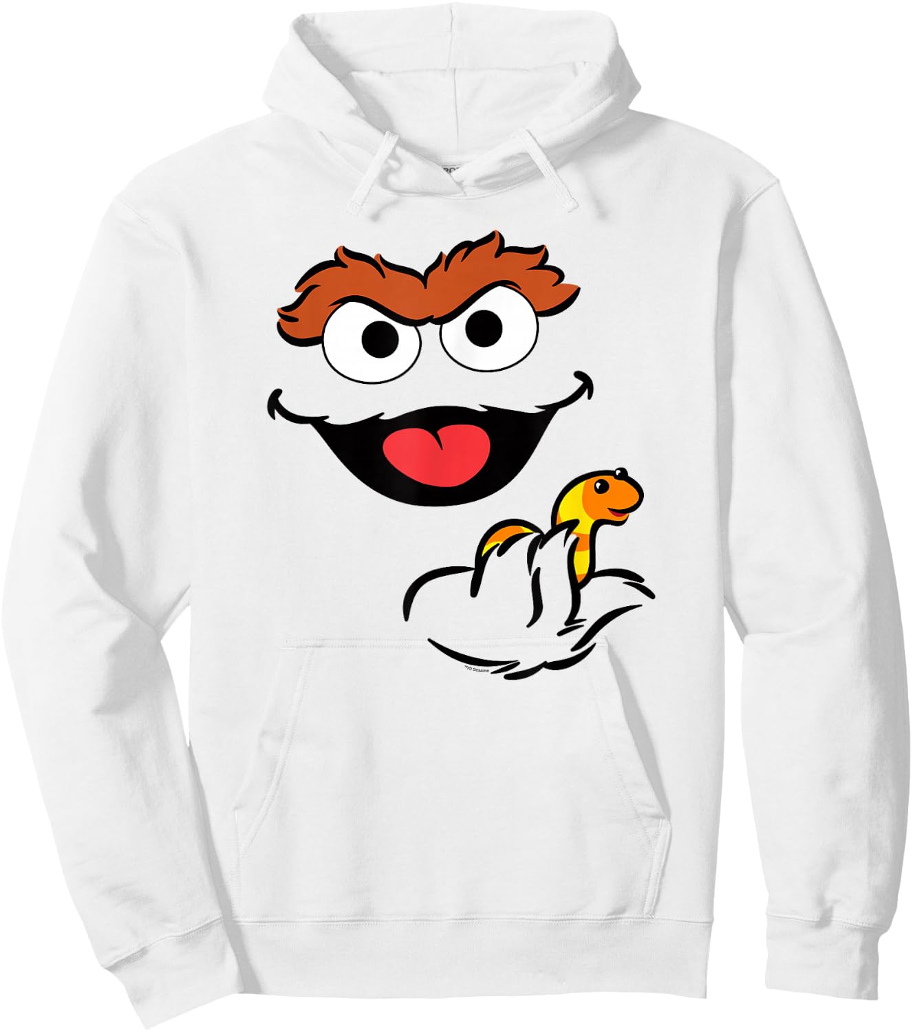Sesame Street Oscar The Grouch Holding Slimey Hoodie - Hoodie | White