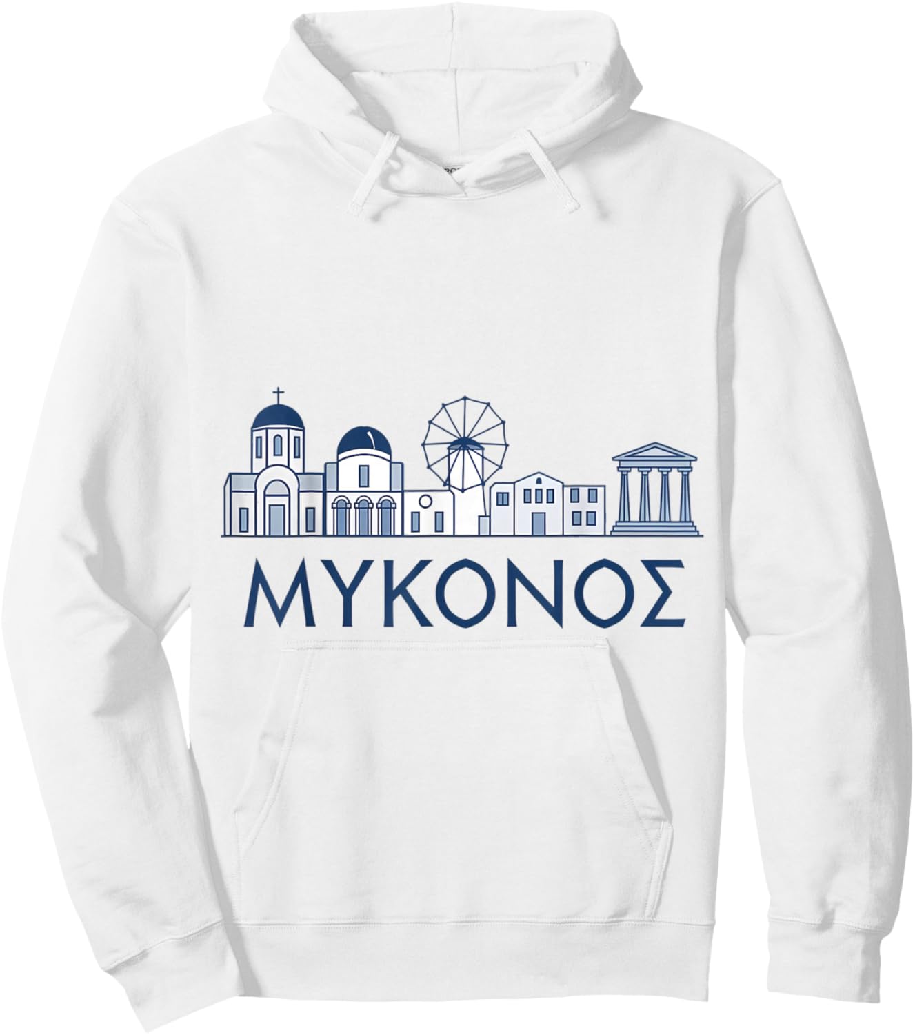 Mykonos Greek Island Greece Souvenir Scenic Scenery Hellas Hoodie - Hoodie | White