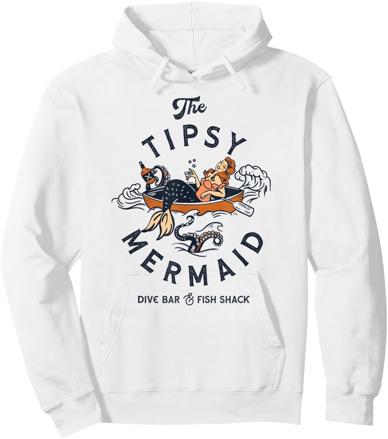 The Tipsy Mermaid Funny Whiskey Drinking Party Tattoo Pinup Hoodie - Hoodie | White