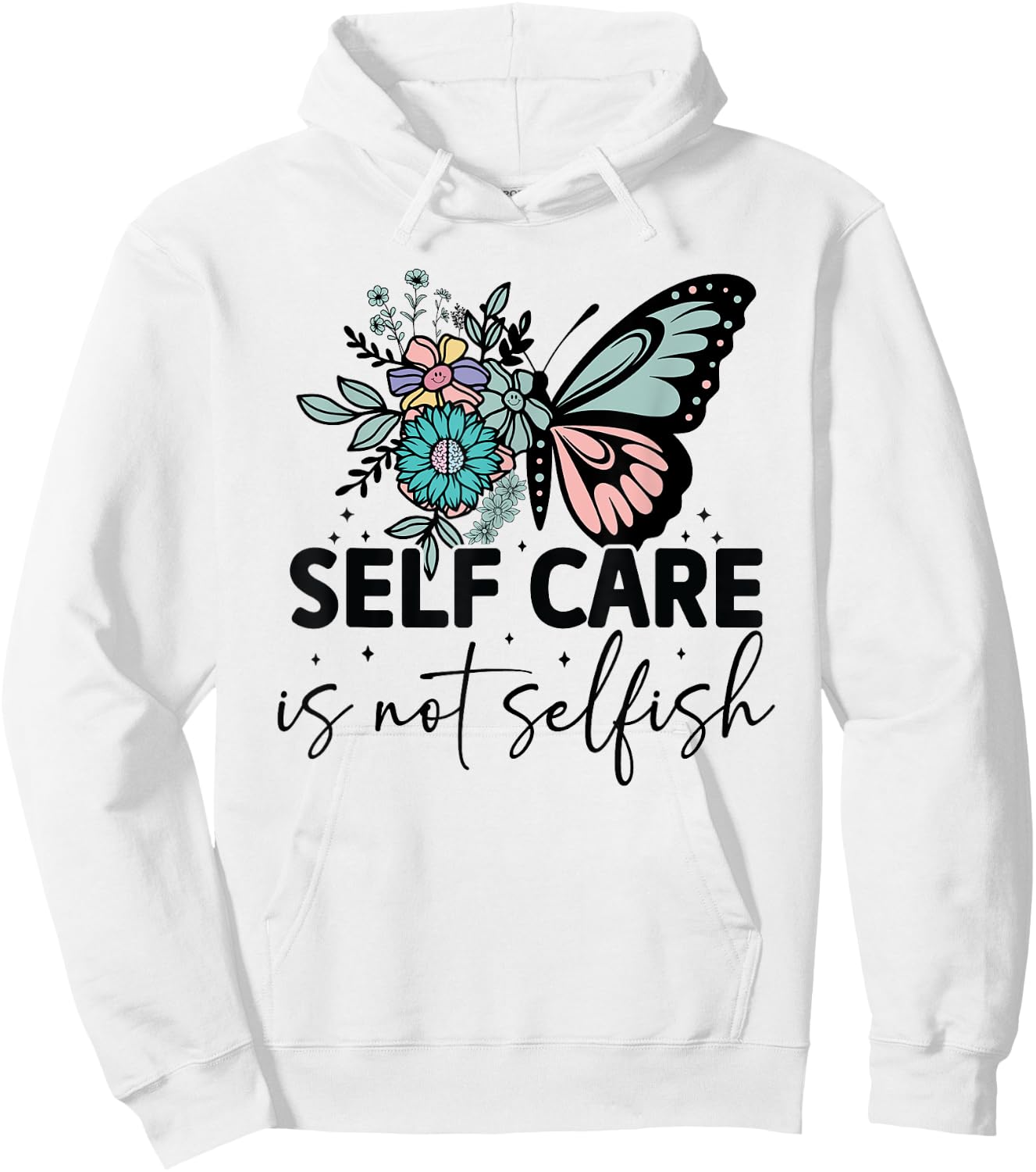 Groovy Self-Care Is Not Selfish Vintage Hippie Hoodie - Hoodie | White