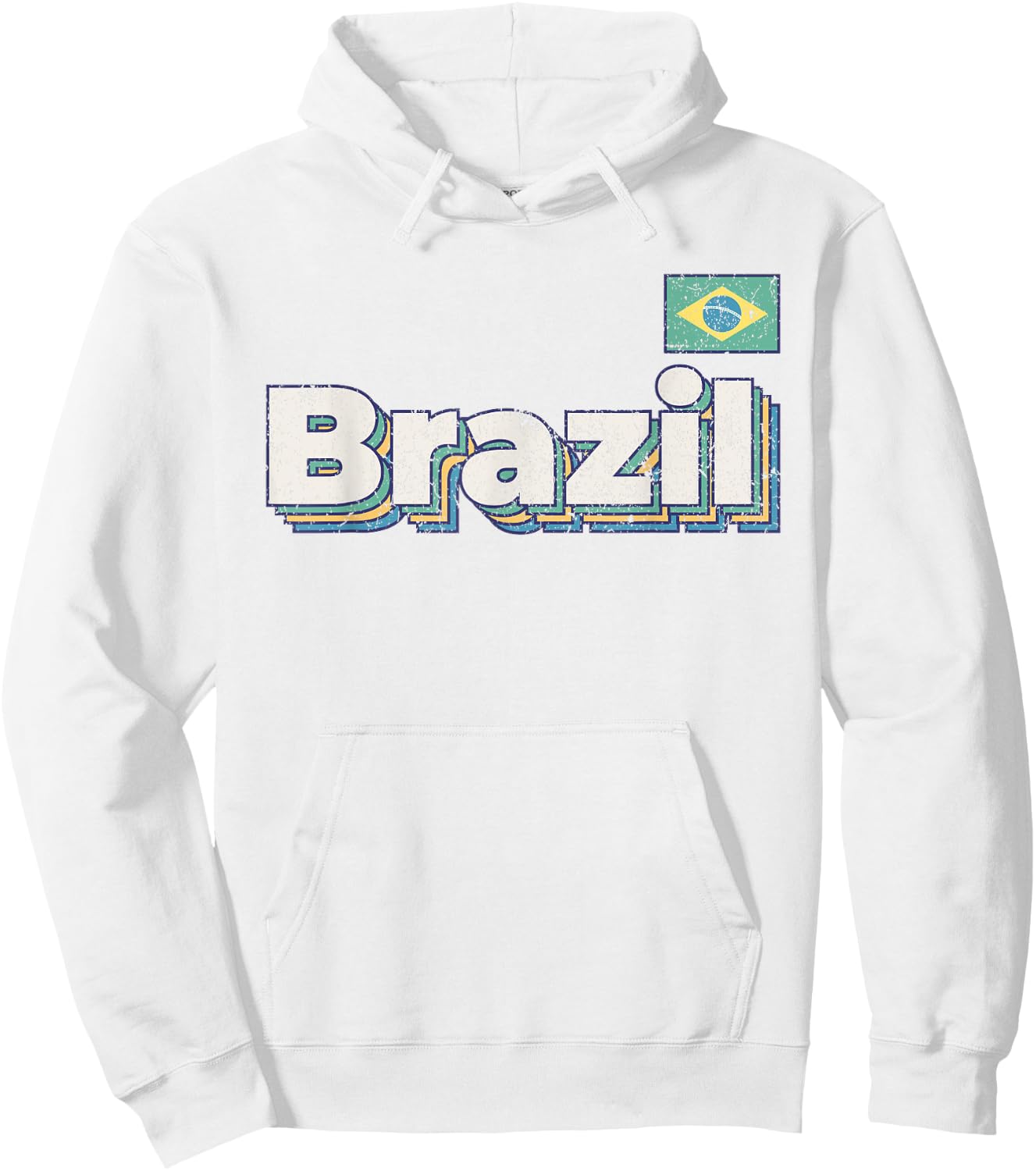Vintage Retro Faded Brazil Flag Brasil Brazilian Pride Hoodie - Hoodie | White