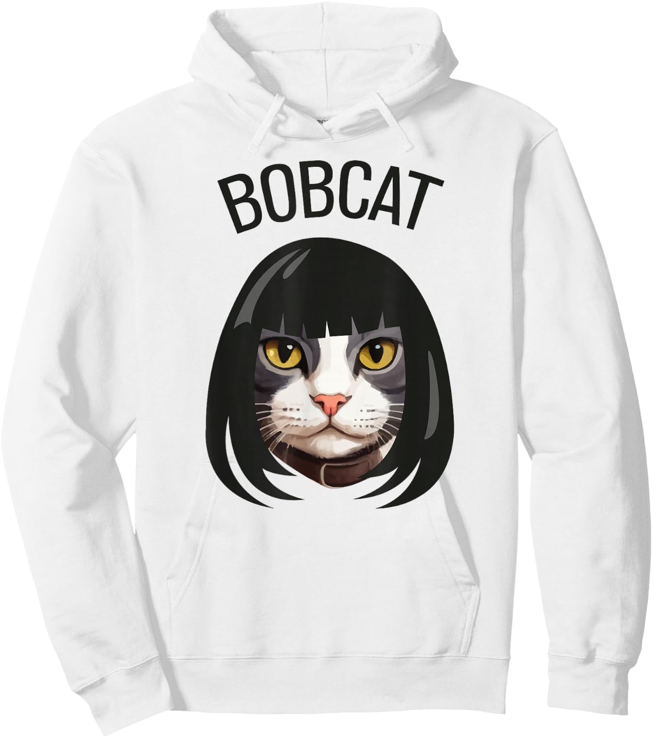Bobcat funny cat bob haircut trending comedy cat graphic Hoodie - Hoodie | White