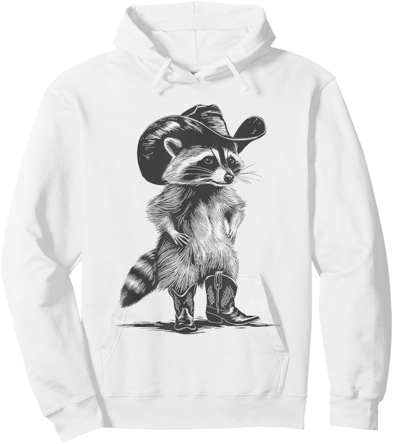 Racoon Cowboy Funny Racoon Graphic Meme Men Women Hoodie - Hoodie | White