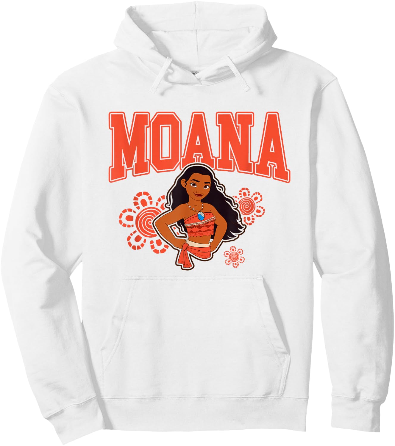 Disney Moana Brave Pose Big Chest Collegiate Chest Text Logo Hoodie - Hoodie | White
