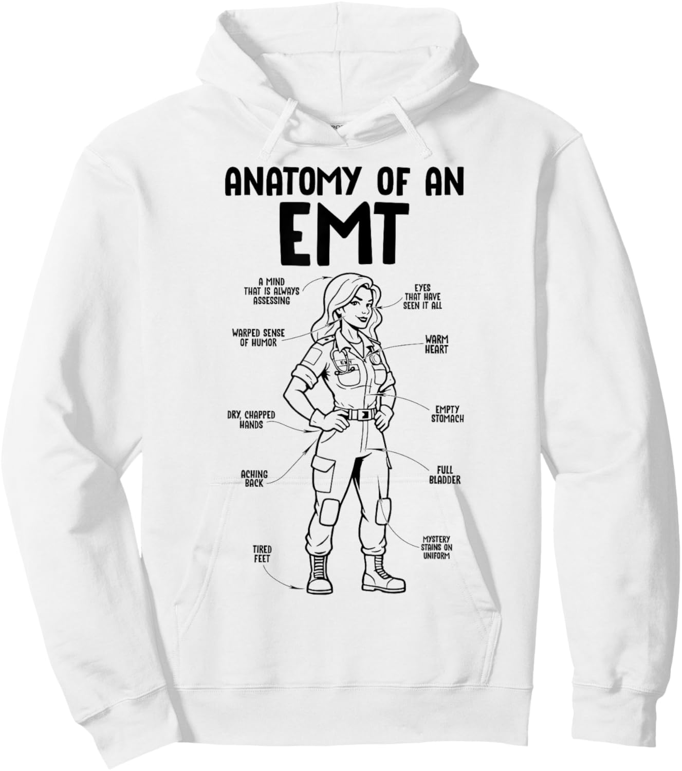 EMT Anatomy Funny EMT Girls Hoodie - Hoodie | White