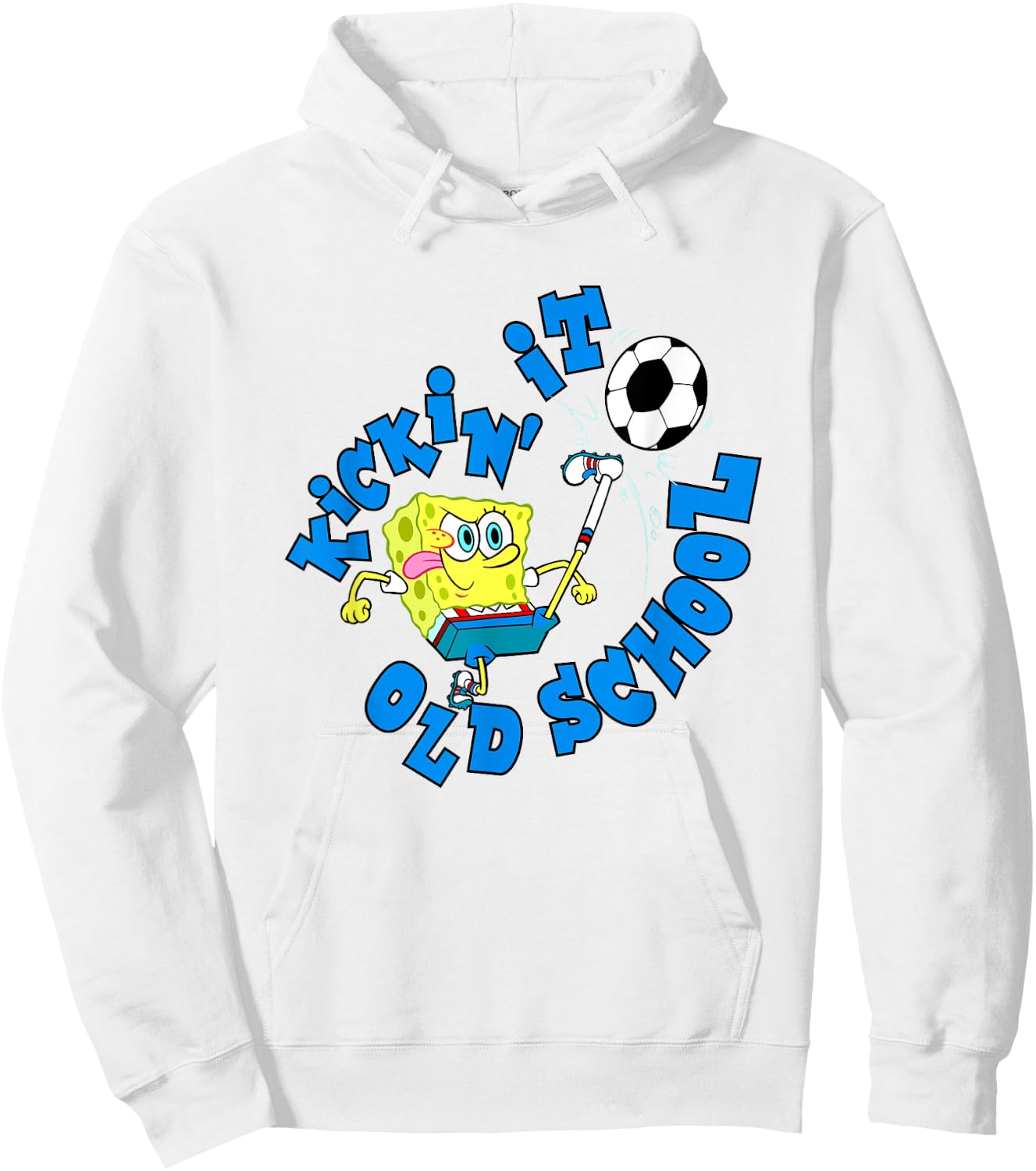 SpongeBob SquarePants Kickin' It Old School Playing Soccer Hoodie - Hoodie | White