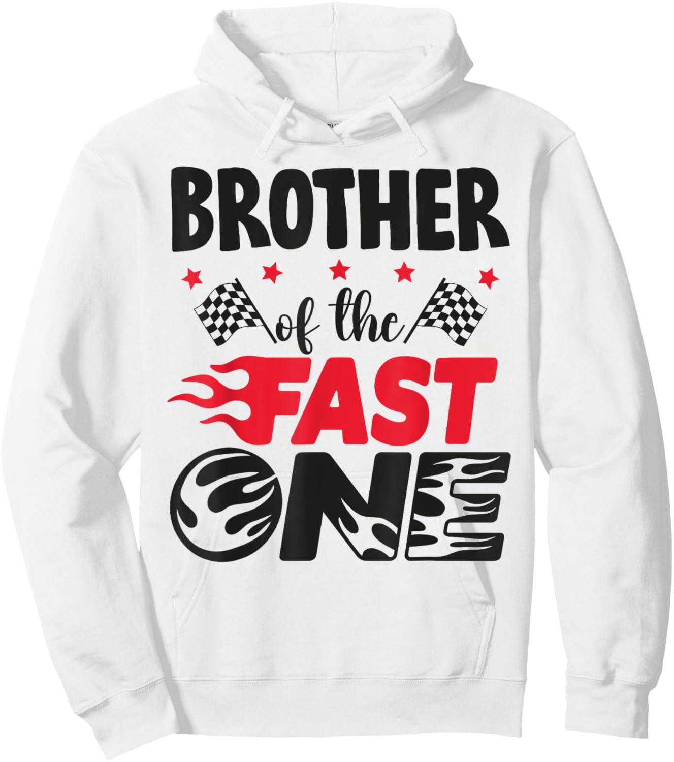 Brother of The Fast One Car Racing Bro 1st Birthday Boy Hoodie - Hoodie | White