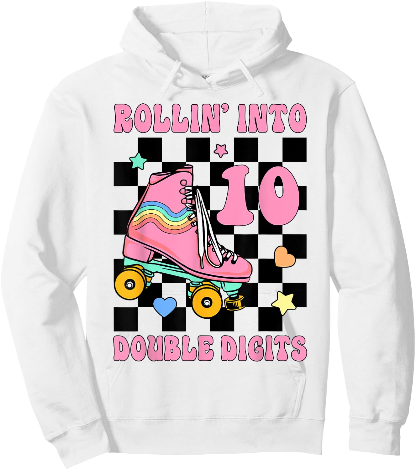 Rolling Into 10 Roller Skating Double Digits 10th Birthday Hoodie - Hoodie | White