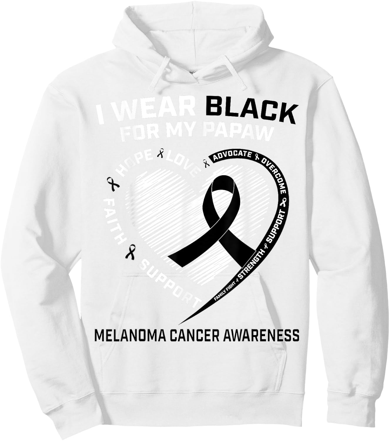 I Wear Black For My Papaw Melanoma Skin Cancer Awareness Hoodie - Hoodie | White