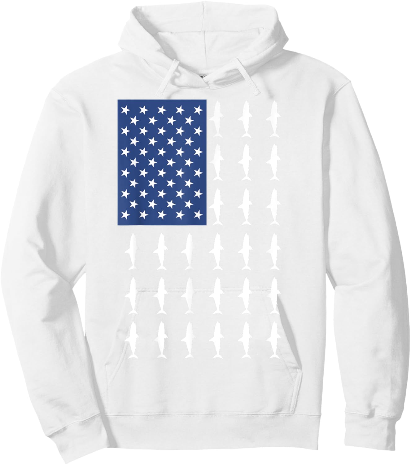 4th of July Shark Shirt - American Flag Shark for Kids Hoodie - Hoodie | White