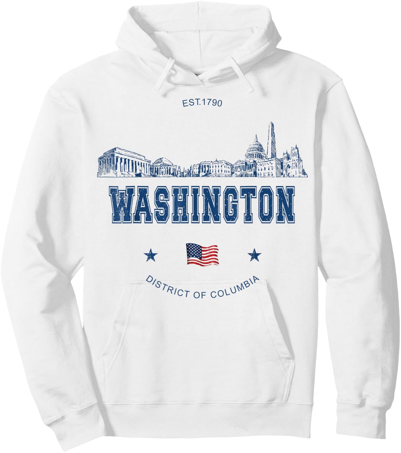 Washington DC Skyline Vintage Hoodie - Hoodie | White