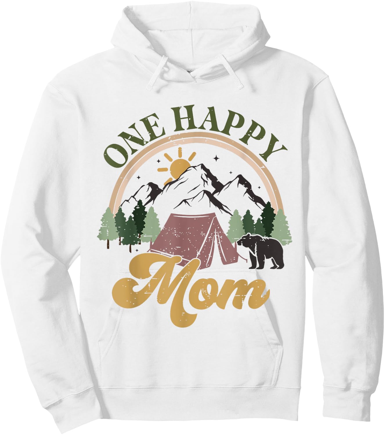 Cute One Happy Camper Birthday Decorations One Happy Mom Hoodie - Hoodie | White