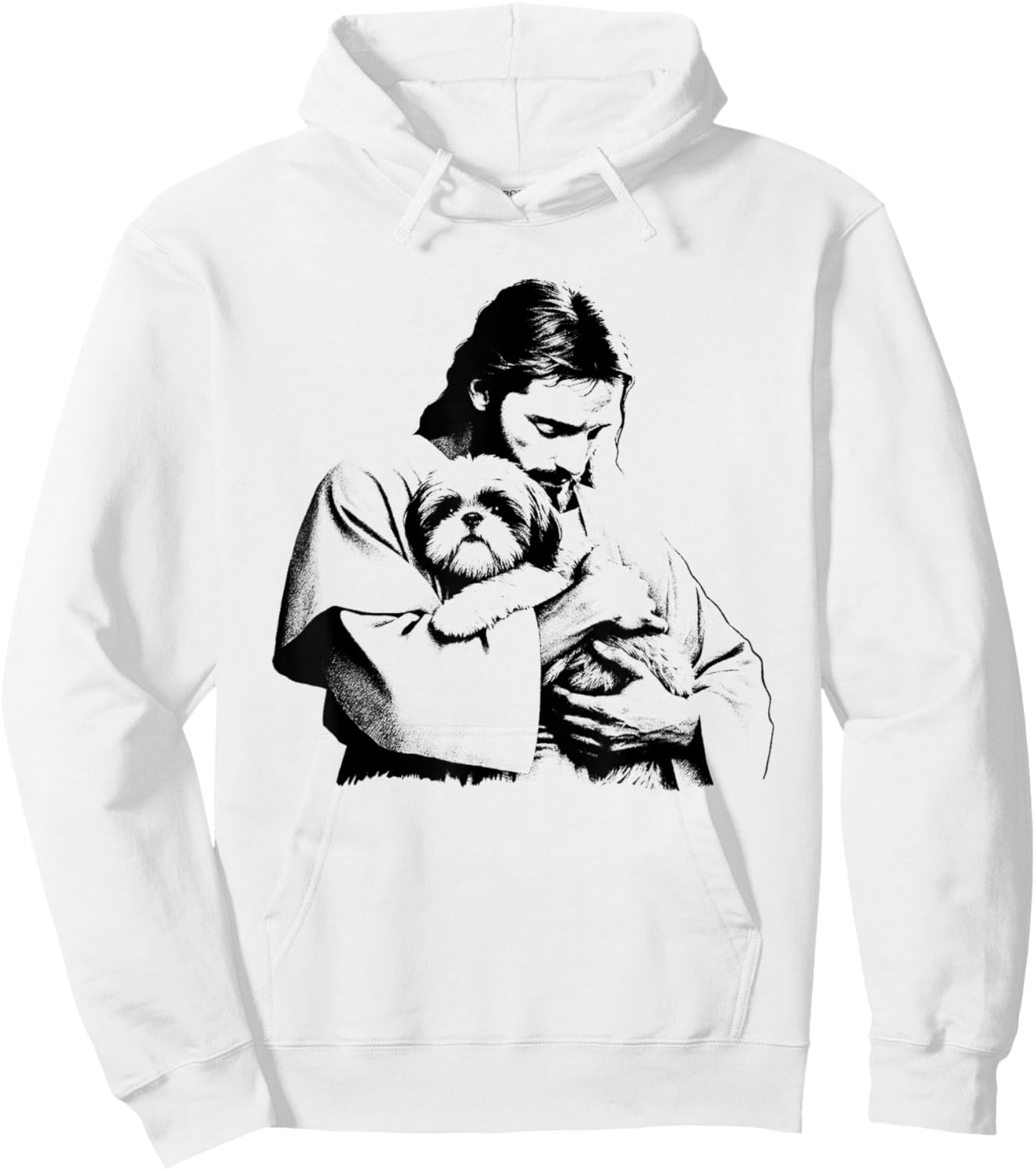 Jesus Shih Tzu Dog - Funny Christian Religious Dog Lover Women Girls Kids Hoodie - Hoodie | White