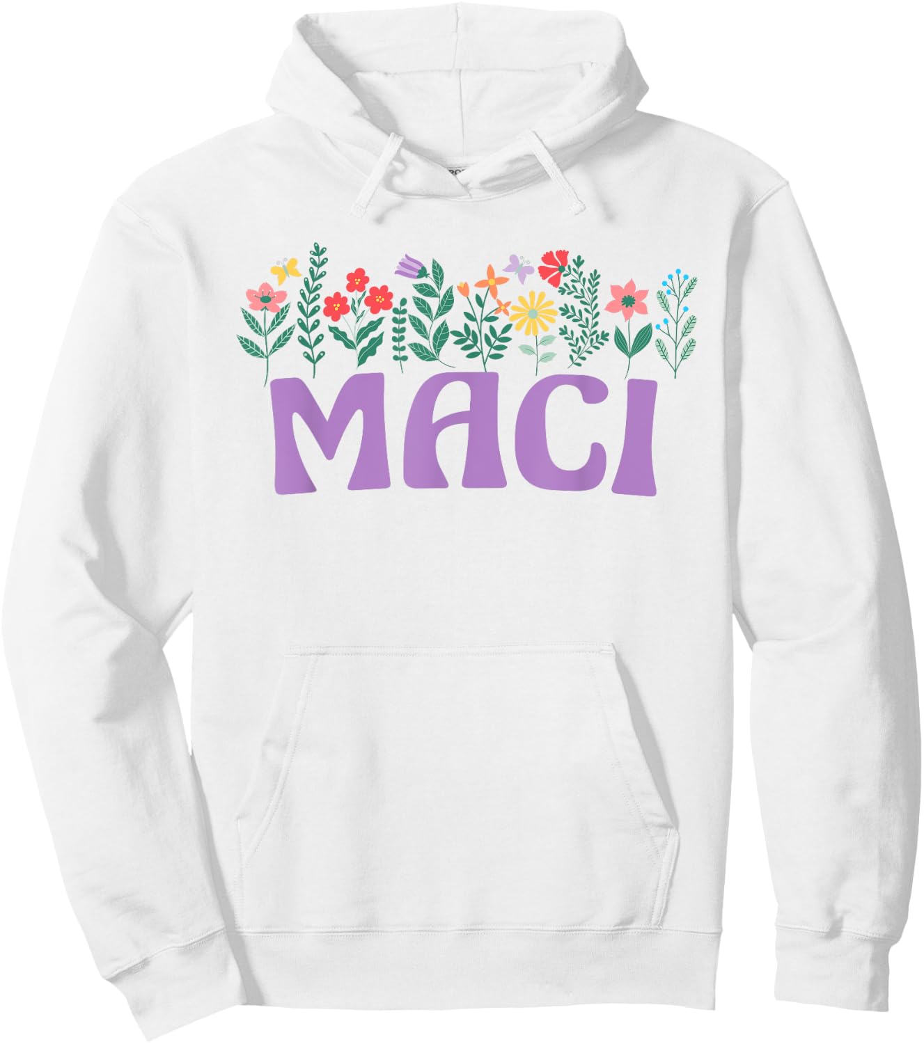 Wildflower Floral Maci First Name Mother's Day Women Hoodie - Hoodie | White
