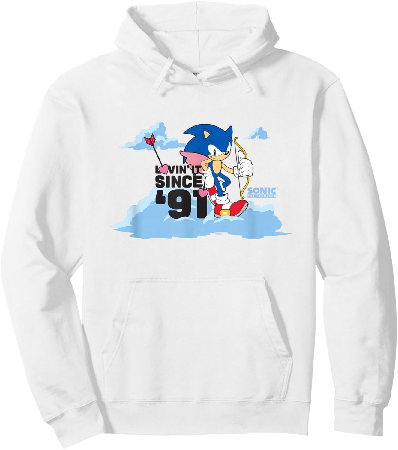 Sonic The Hedgehog Valentine's Day Lovin' It Since 91 Poster Hoodie - Hoodie | White