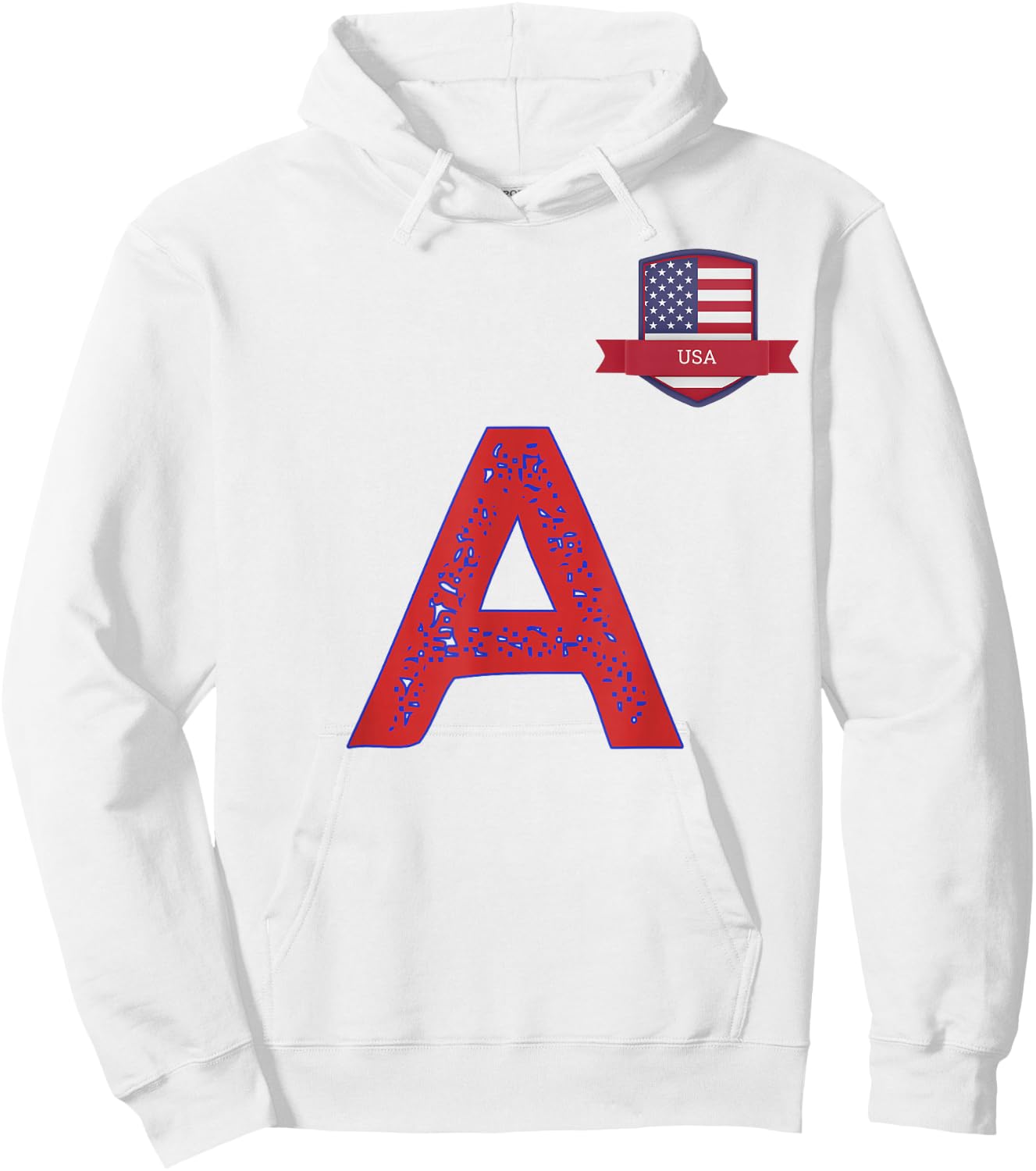 USA Human-Flag Letter A American USA Red Hoodie - Hoodie | White