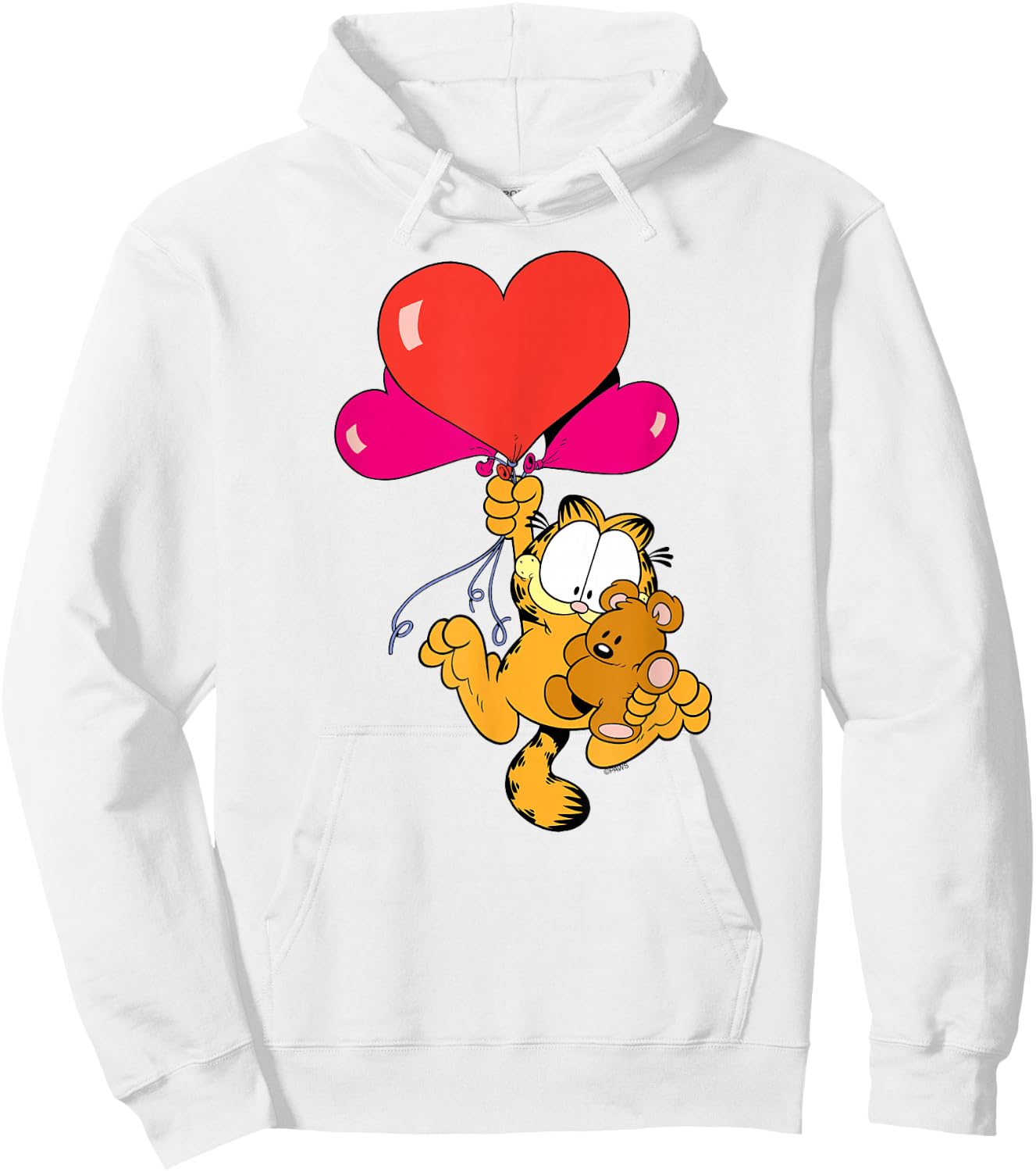 Garfield Heart Balloons with Pooky Valentine's Day Cat Hoodie - Hoodie | White
