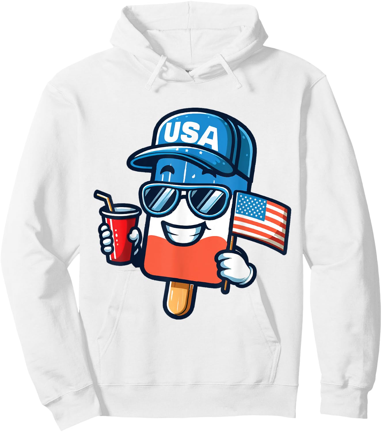 Funny Popsicle 4th Of July shirt Patriotic American Flag USA Kids Men Hoodie - Hoodie | White