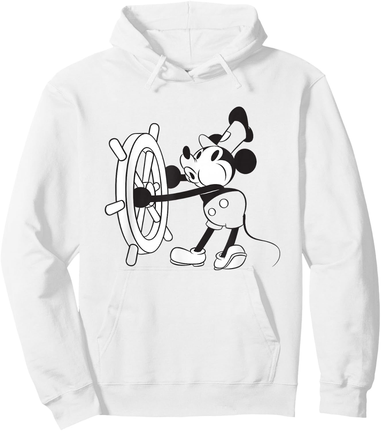 Disney Steamboat Willie Mickey Vintage Big Chest Portrait Hoodie - Hoodie | White