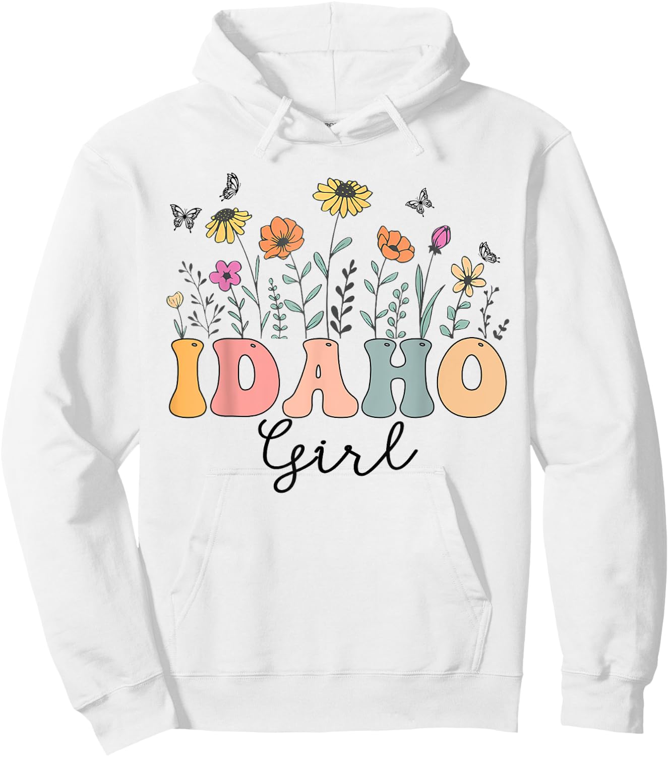 Idaho Girl Wildflower Groovy Idaho Lover Hoodie - Hoodie | White