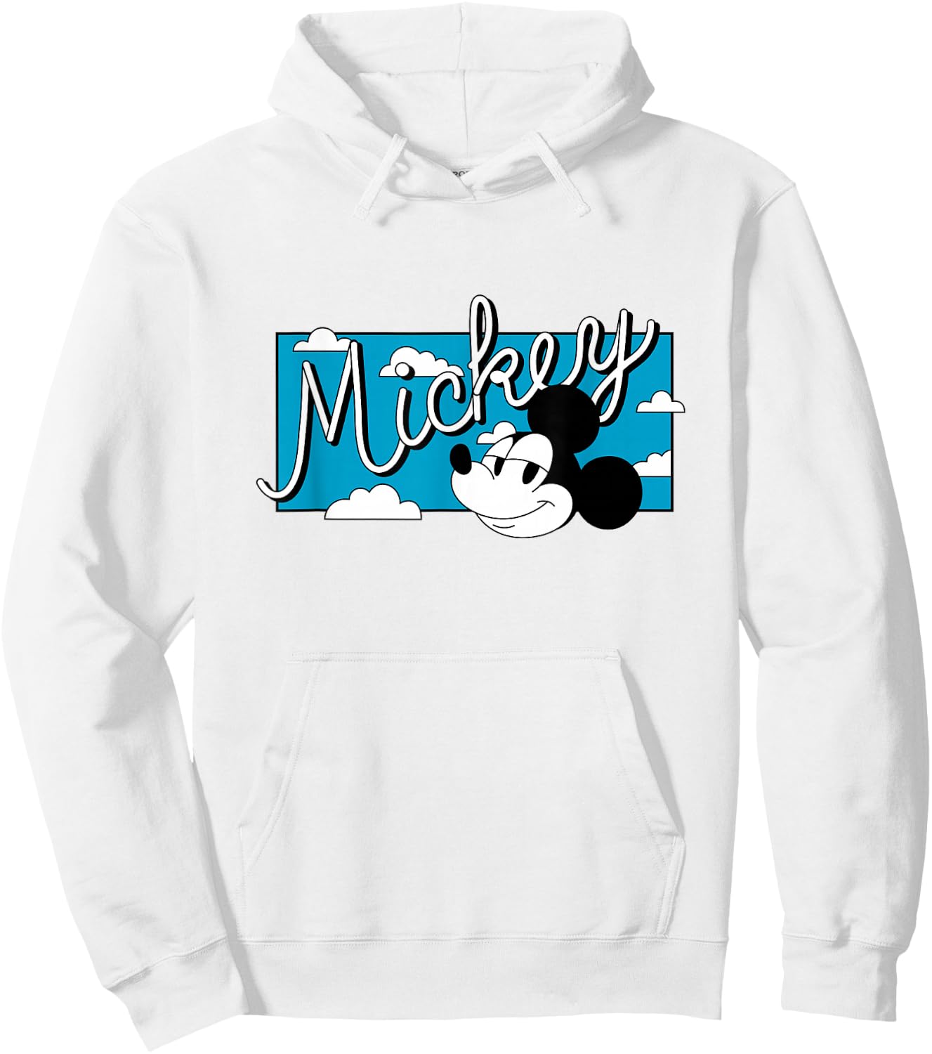 Disney Mickey And Friends Retro Mickey Head Big Chest Logo Hoodie - Hoodie | White