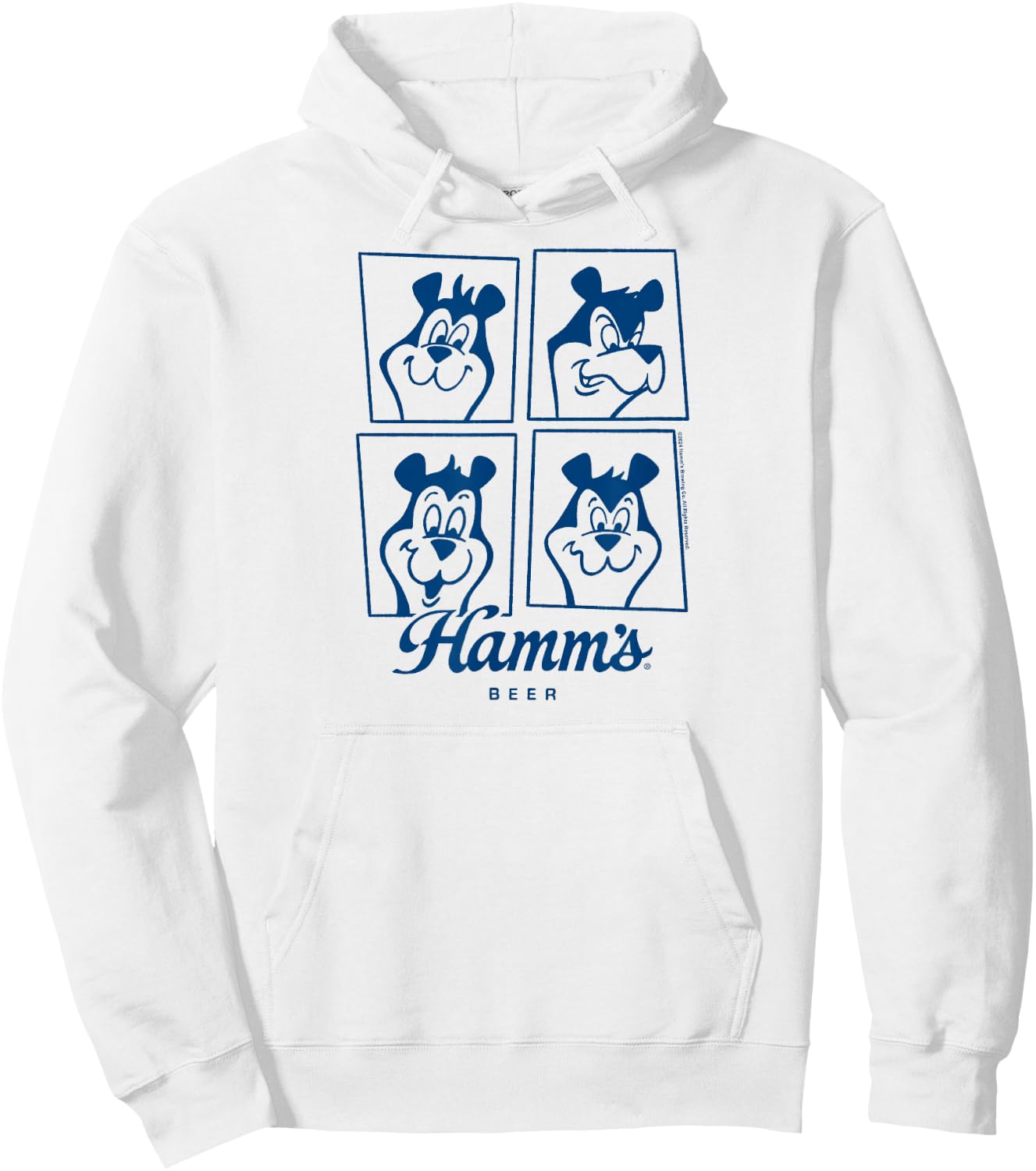 Hamm's - Beer Bear Cartoon Mascot Sascha Face Grid Hoodie - Hoodie | White