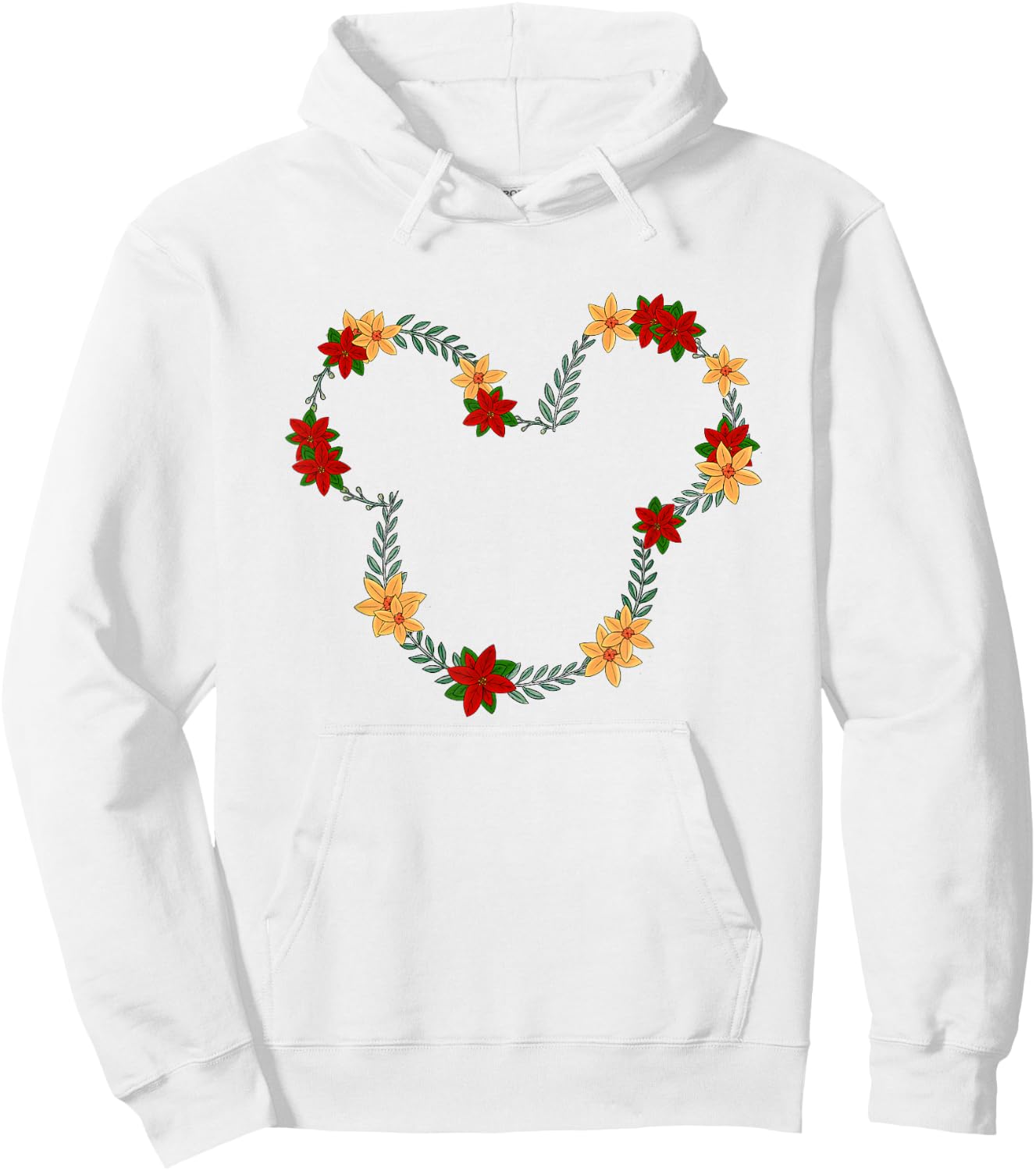 Disney Mickey And Friends December Birth Flower Wreath Hoodie - Hoodie | White