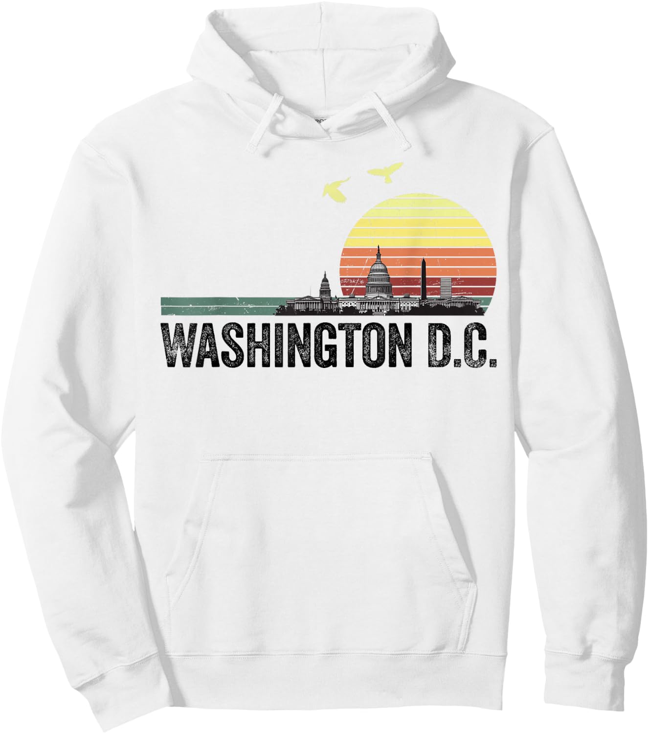 Washington DC Souvenir Capitol Hill Skyline Monuments Hoodie - Hoodie | White
