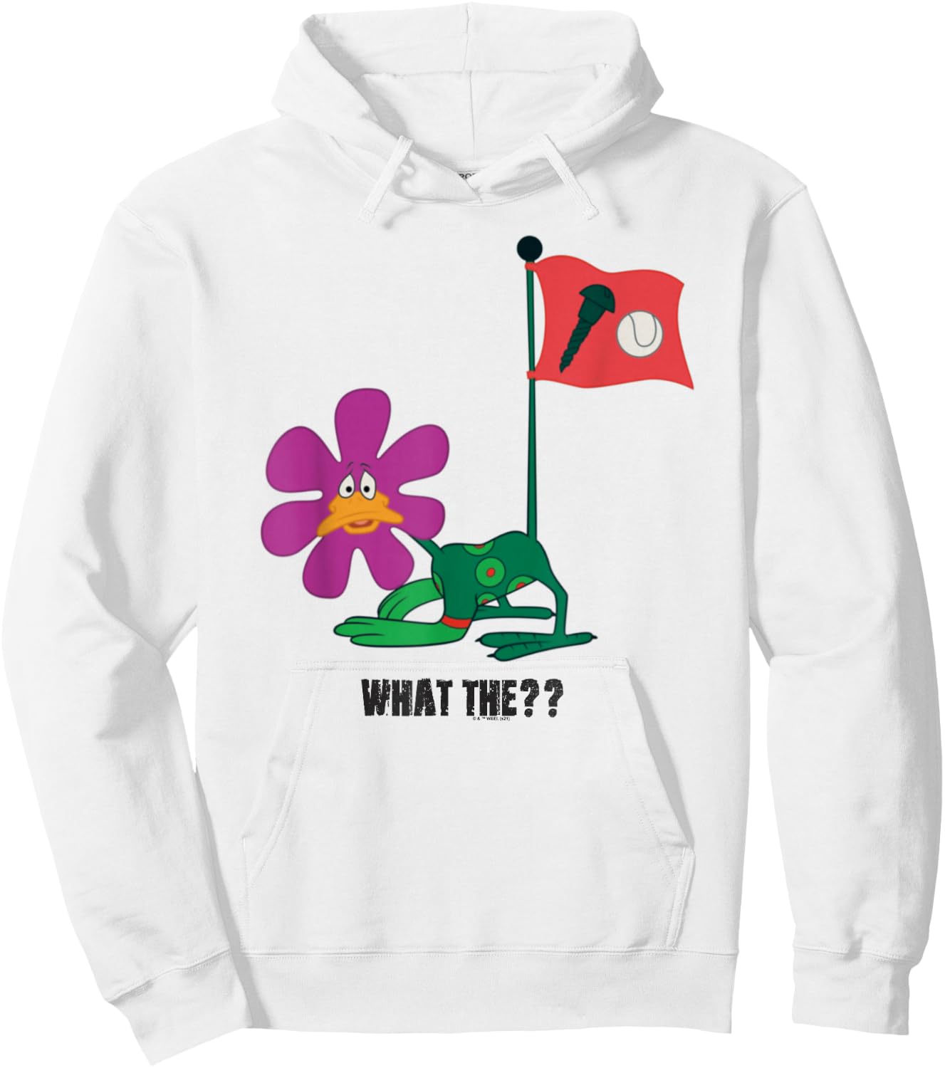 Looney Tunes Daffy Duck Screwball Flower Hoodie - Hoodie | White
