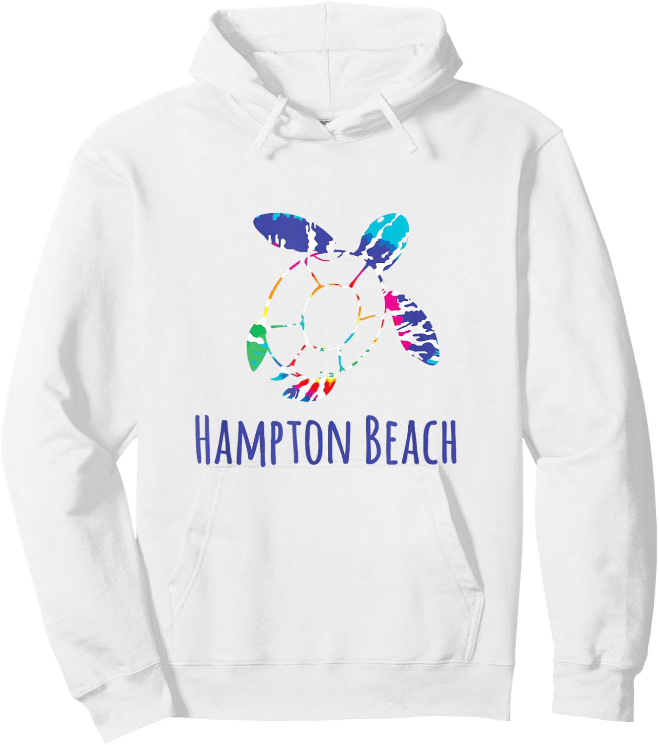 Hampton Beach Tie Dye Nautical Batik Loggerhead Turtle Hoodie - Hoodie | White