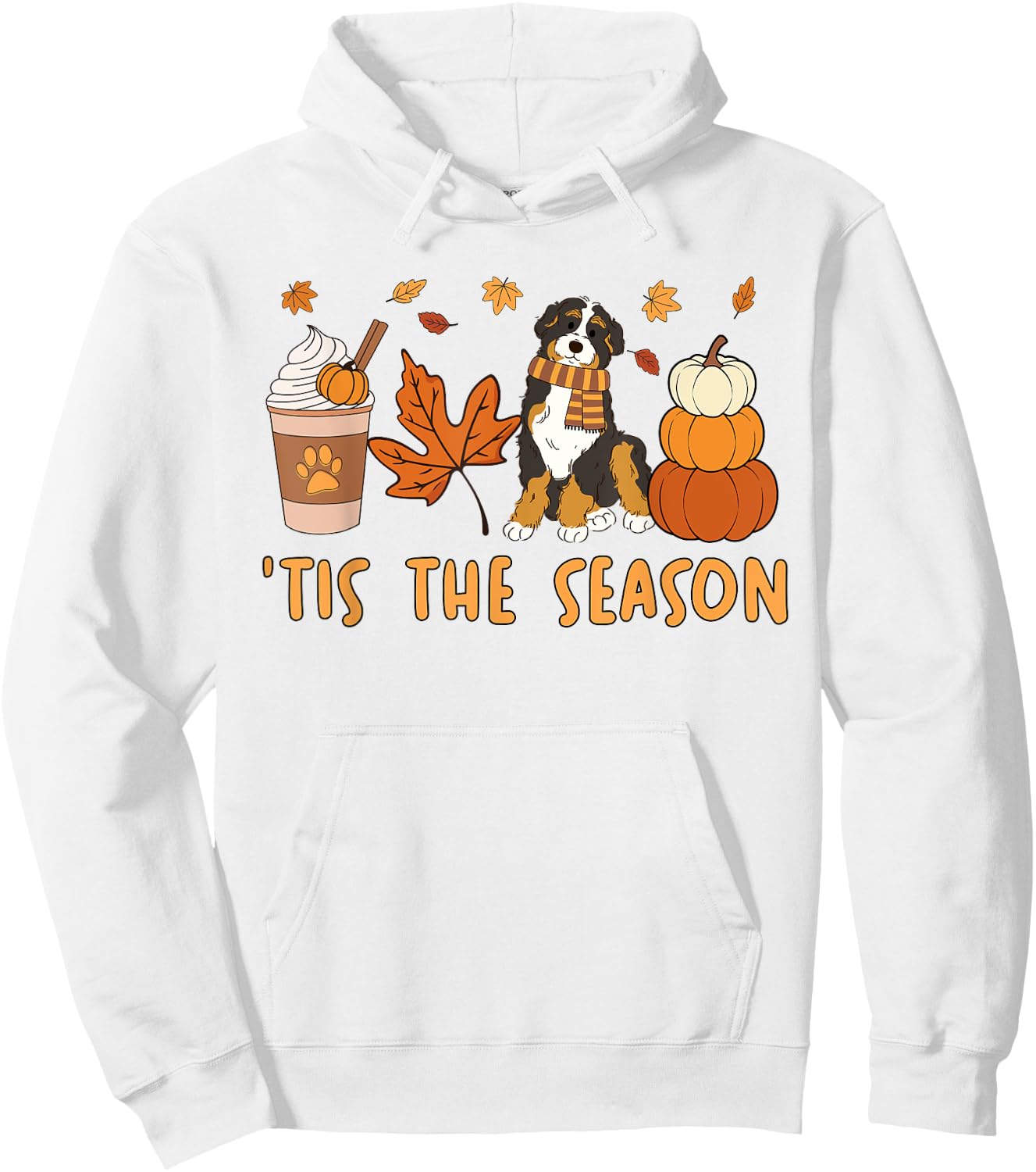 Tis The Season Bernedoodle Dog Fall Autumn Pumpkin Coffee Hoodie - Hoodie | White