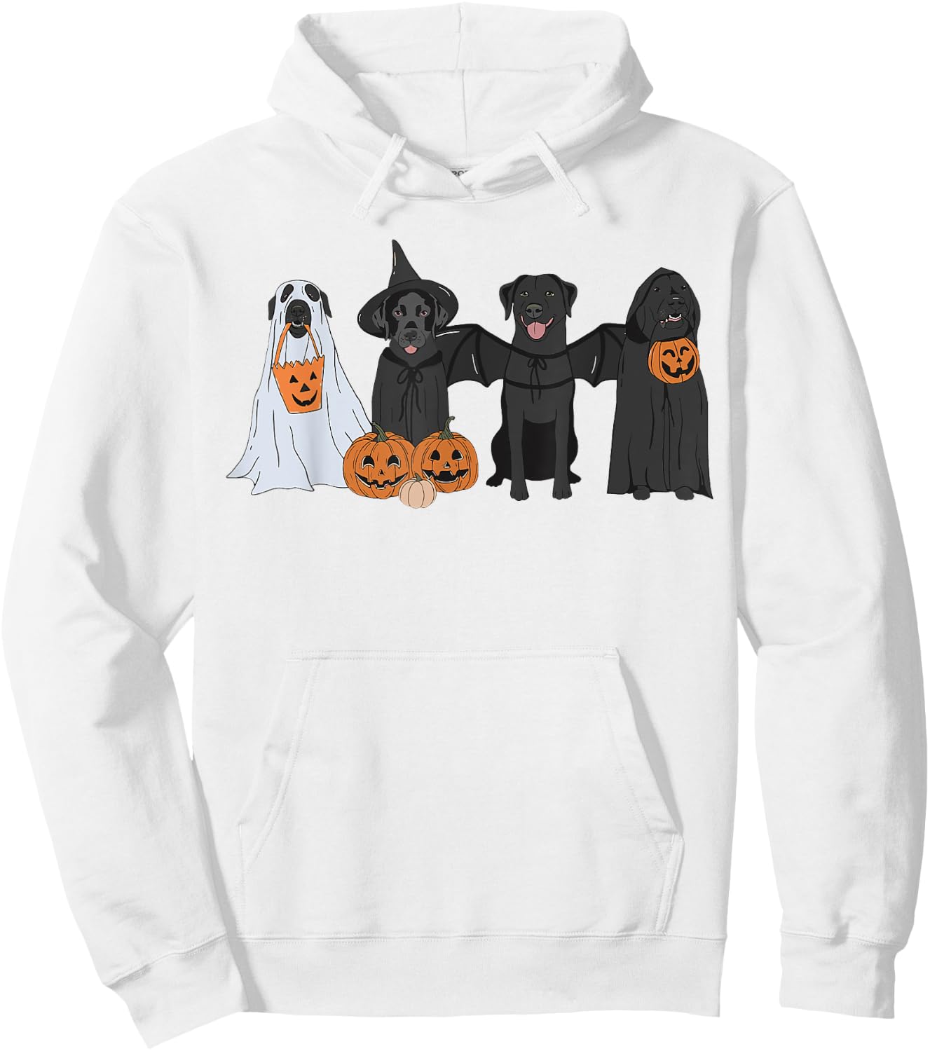 Cute Black Labrador Dog Halloween Pumpkin Labrador Dog Mom Men Women Hoodie - Hoodie | White