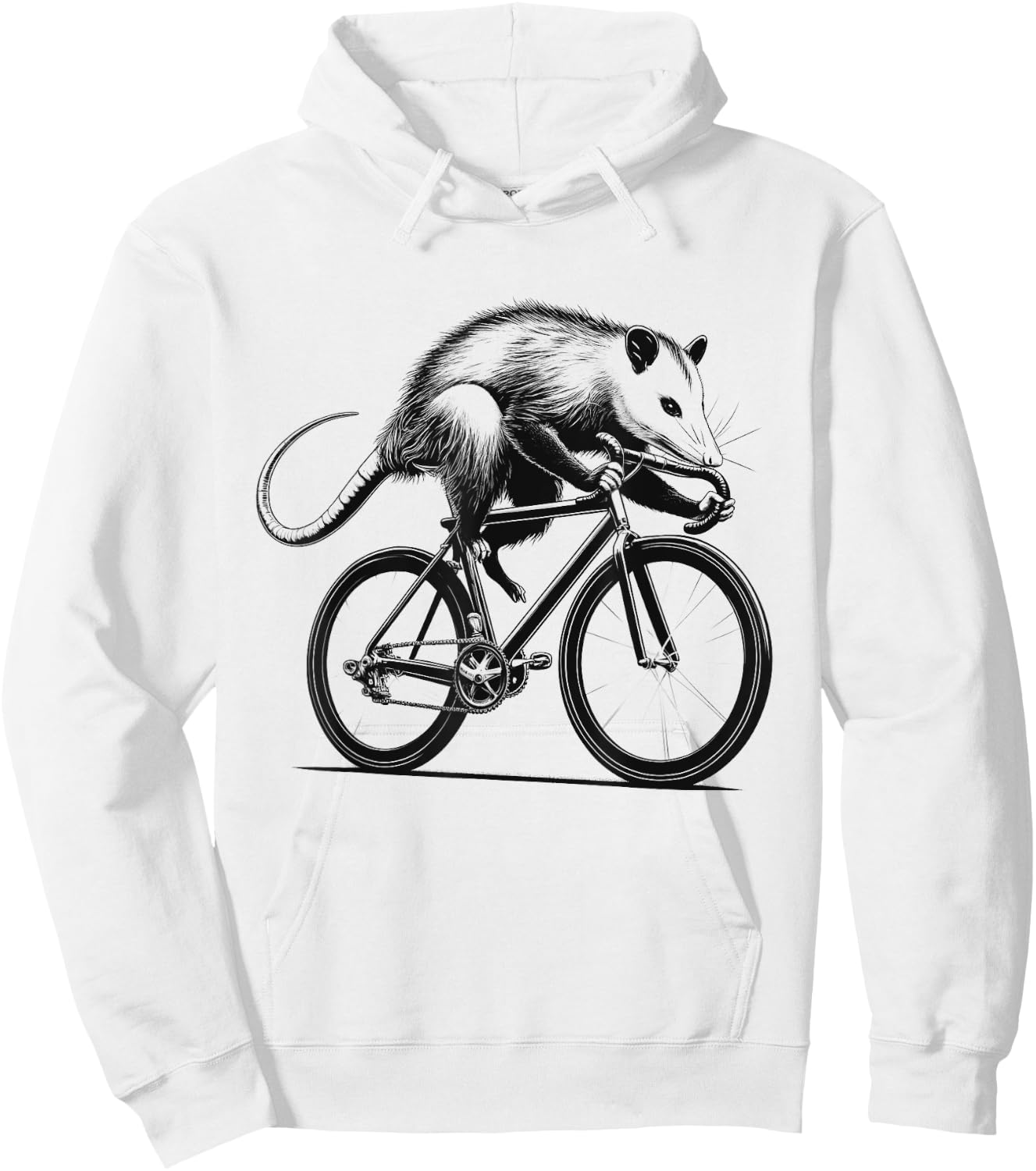 Opossum Possum Riding Bike Biker Bicycle Lover Biking Hoodie - Hoodie | White